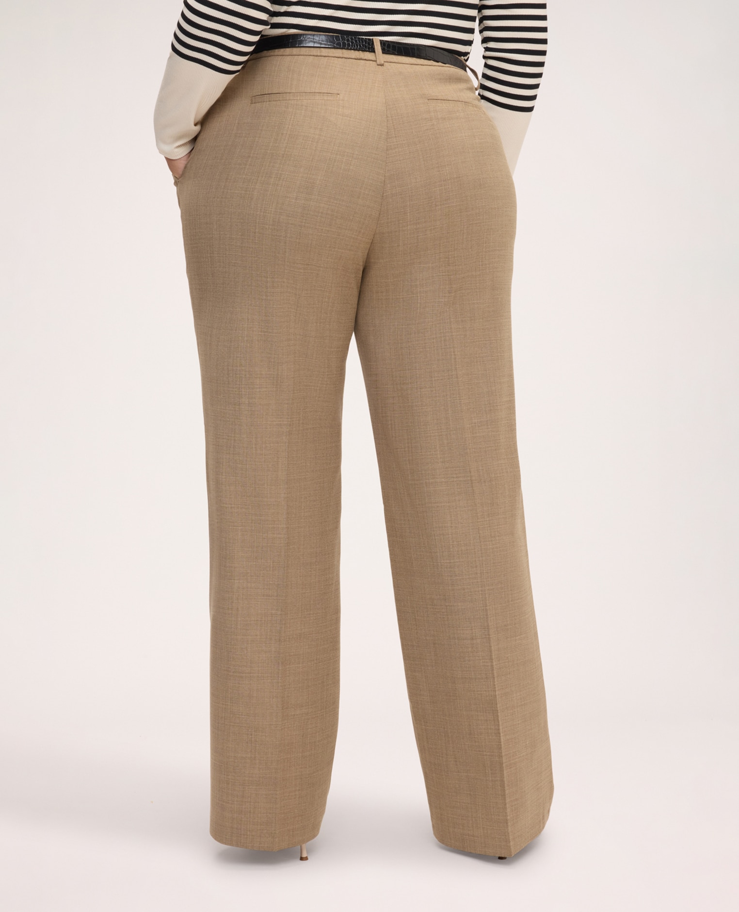 Pantalones de mujer wide leg con cinturón cierre con botón y cremallera en la parte delantera - Fiorella Rubino - Beige Beige-2