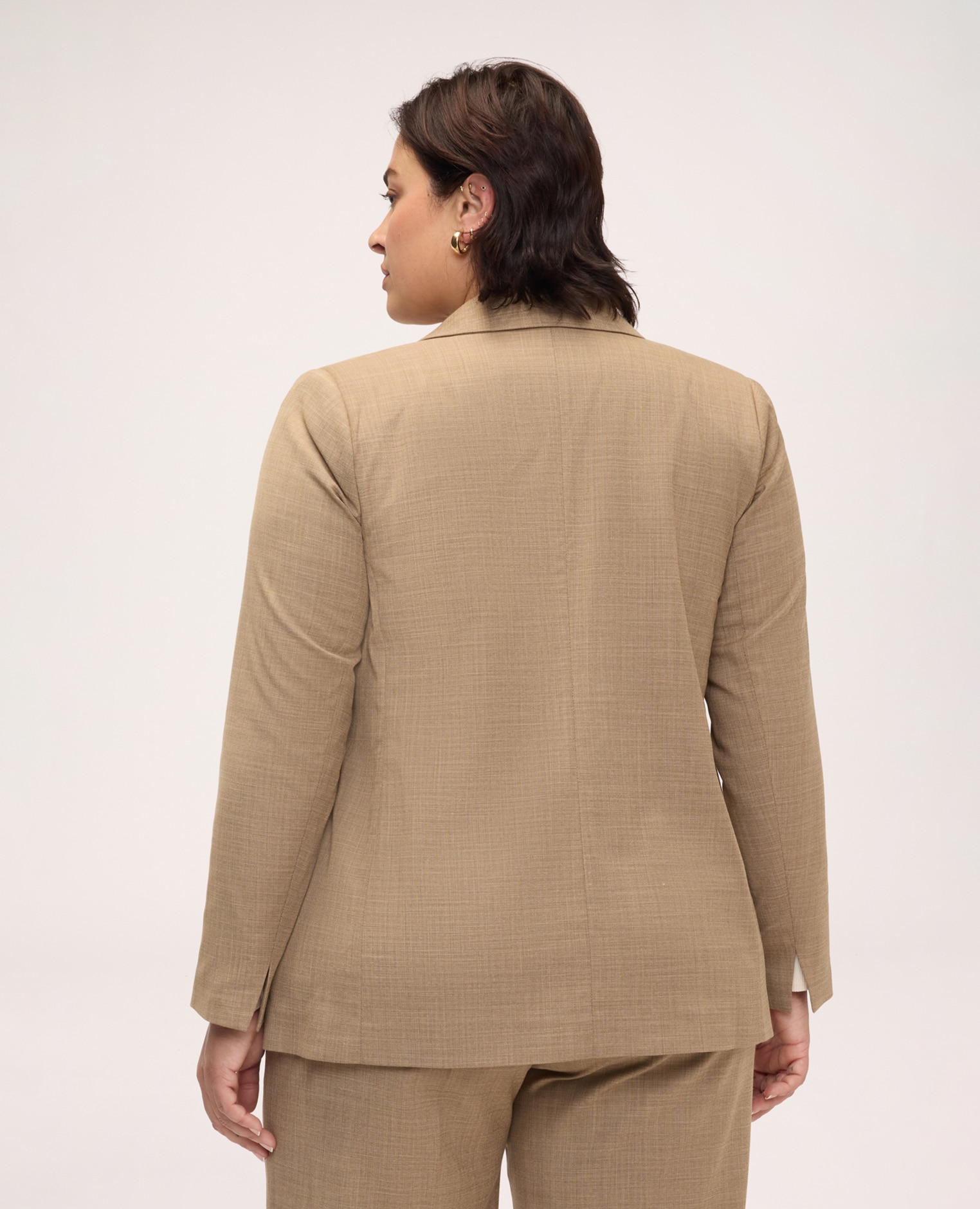 Blazer de mujer en tejido mélange bolsillos con solapa en los costados tejido mélange - Fiorella Rubino - Beige Beige-2