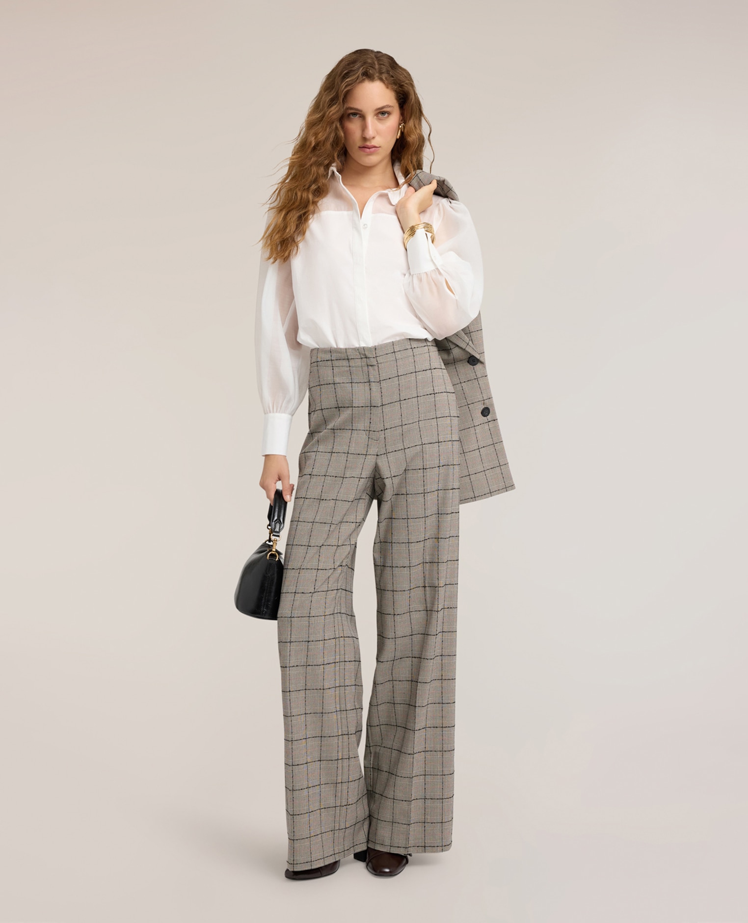 Camisa de mujer de popelín con detalles semitransparentes abertura frontal con cuello clásico - Motivi - Blanco Blanco-3