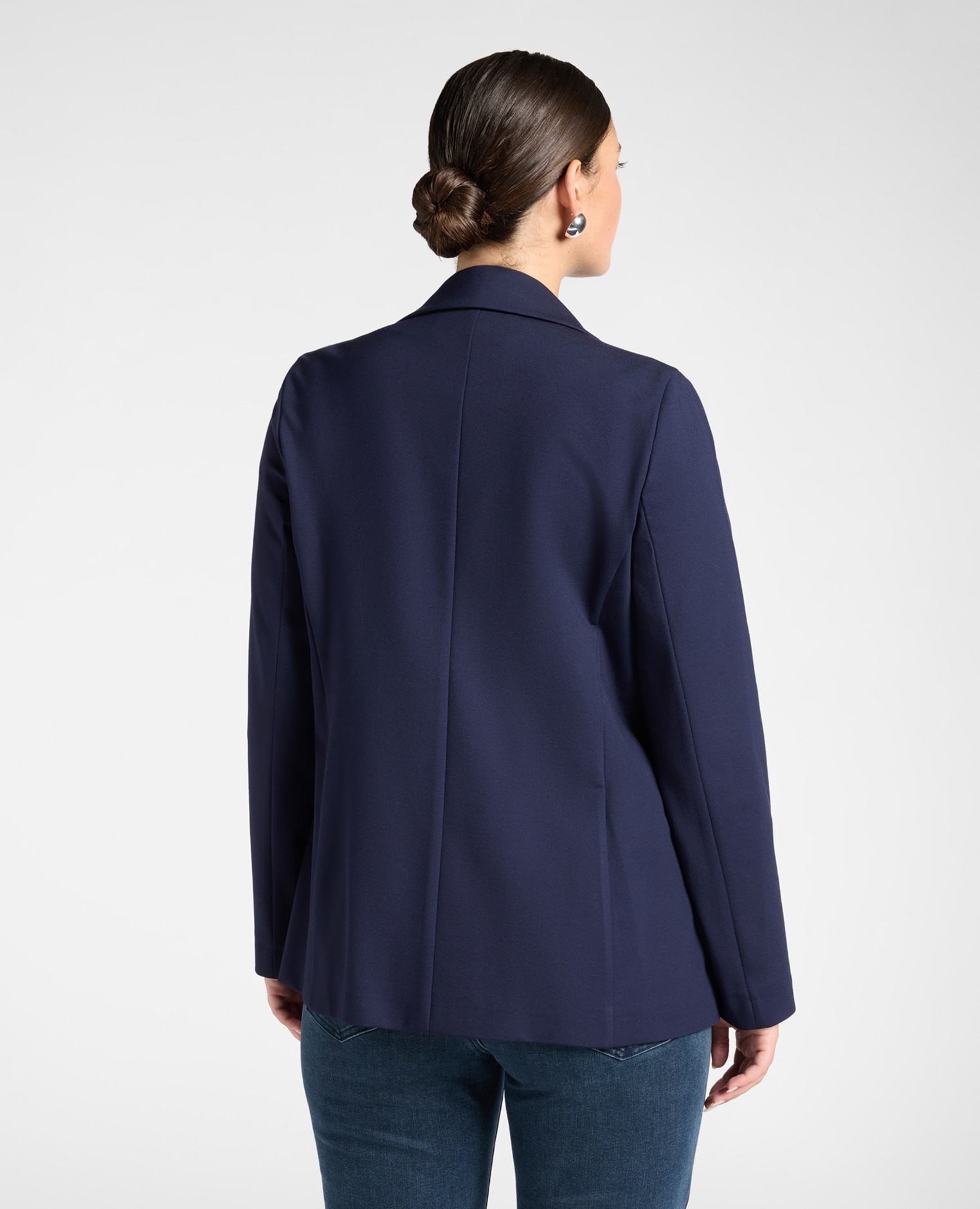 Imagen 2 de Blazer de mujer mezcla viscosa un botón ajuste entallado largo medio con cierre de botón - Elena Miró - Azul Azul