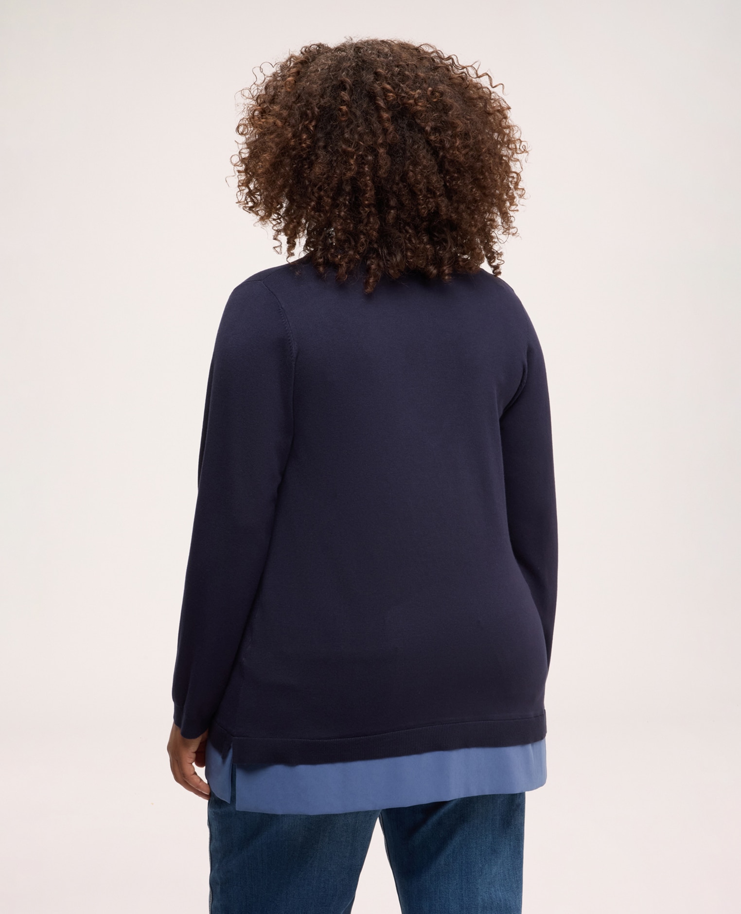 Jersey de mujer con drapeado en contraste ajuste y diseño para el máximo confort - Fiorella Rubino - Azul Azul-2
