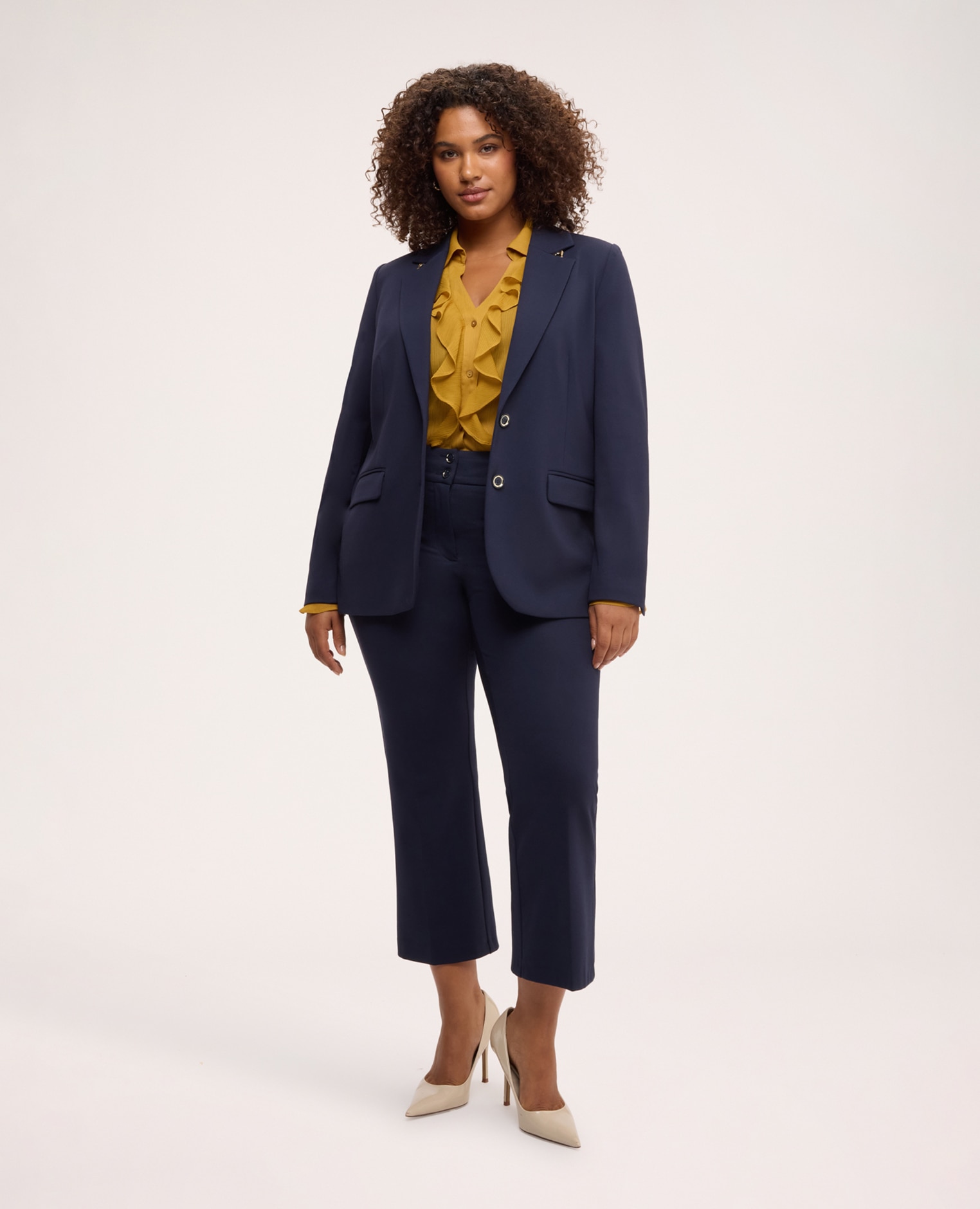 Imagen 0 de Pantalones de mujer kick flare en punto milano cintura con elástico en la parte trasera para el máximo confort Azul
