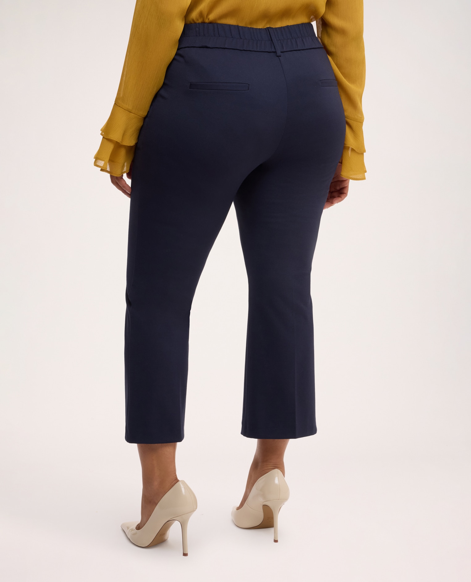 Pantalones de mujer kick flare en punto milano cintura con elástico en la parte trasera para el máximo confort - Fiorella Rubino - Azul Azul-2