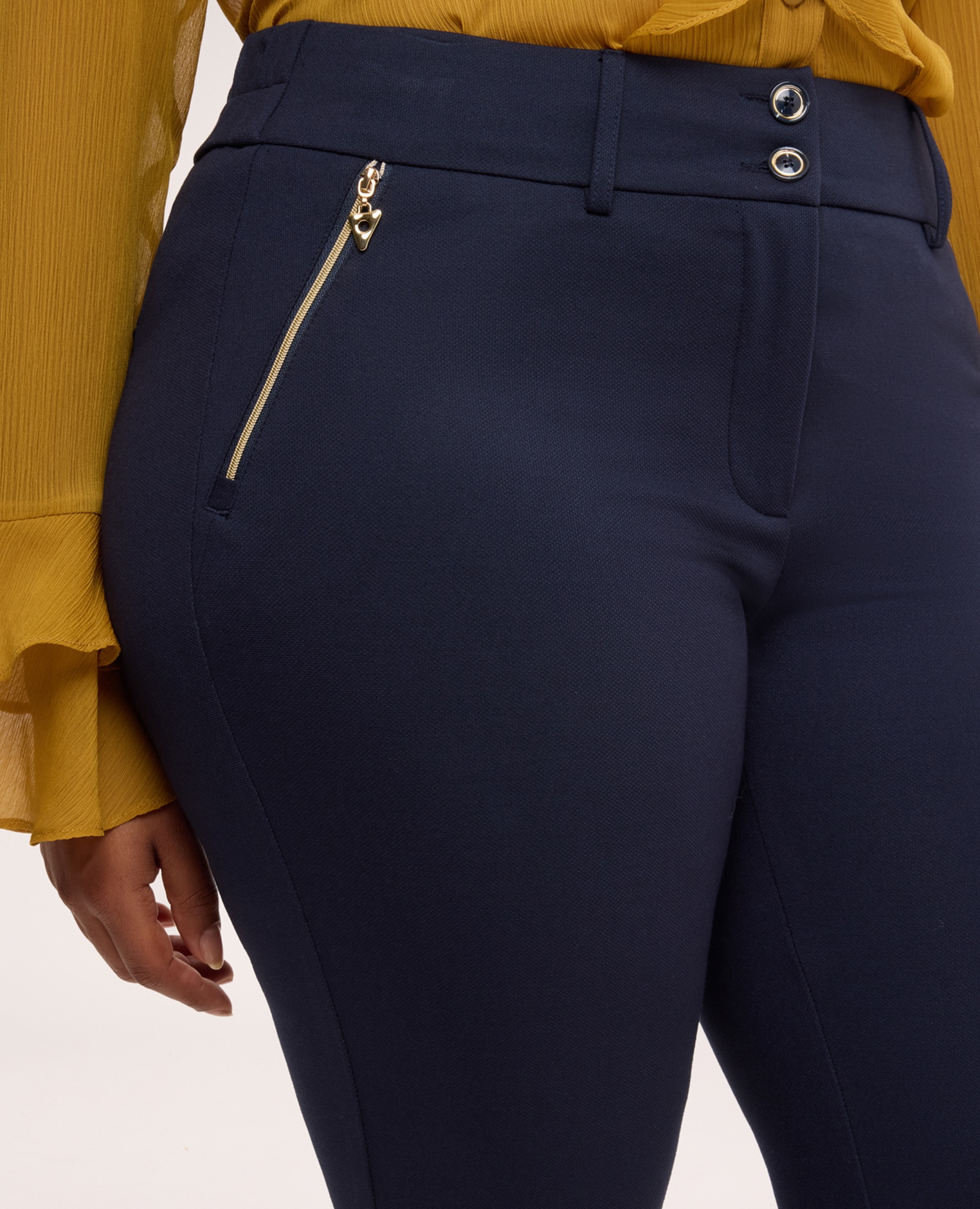 Pantalones de mujer kick flare en punto milano cintura con elástico en la parte trasera para el máximo confort - Fiorella Rubino - Azul Azul-4