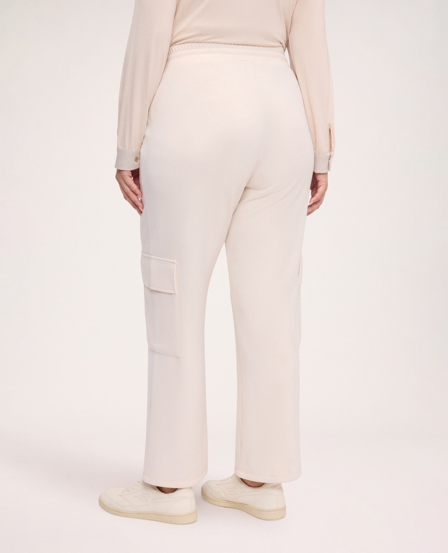 Pantalones de mujer cargo con estampado de manchas insertos con estampado animal en los bolsillos laterales de la cintura - Fiorella Rubino - Beige Beige-2