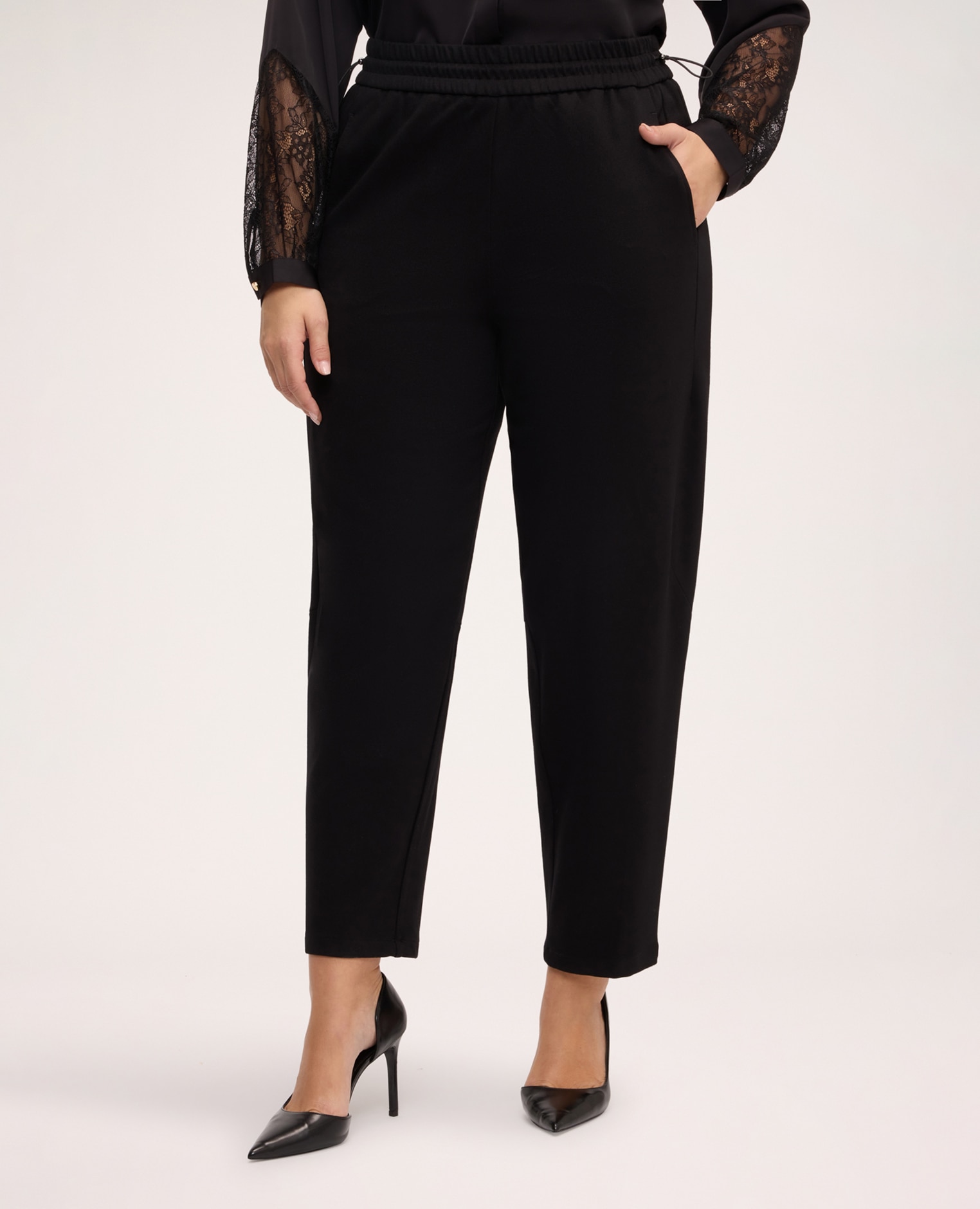 Pantalones de mujer balloon en tejido stretch ajuste y diseño para el máximo confort - Fiorella Rubino - Negro Negro-3