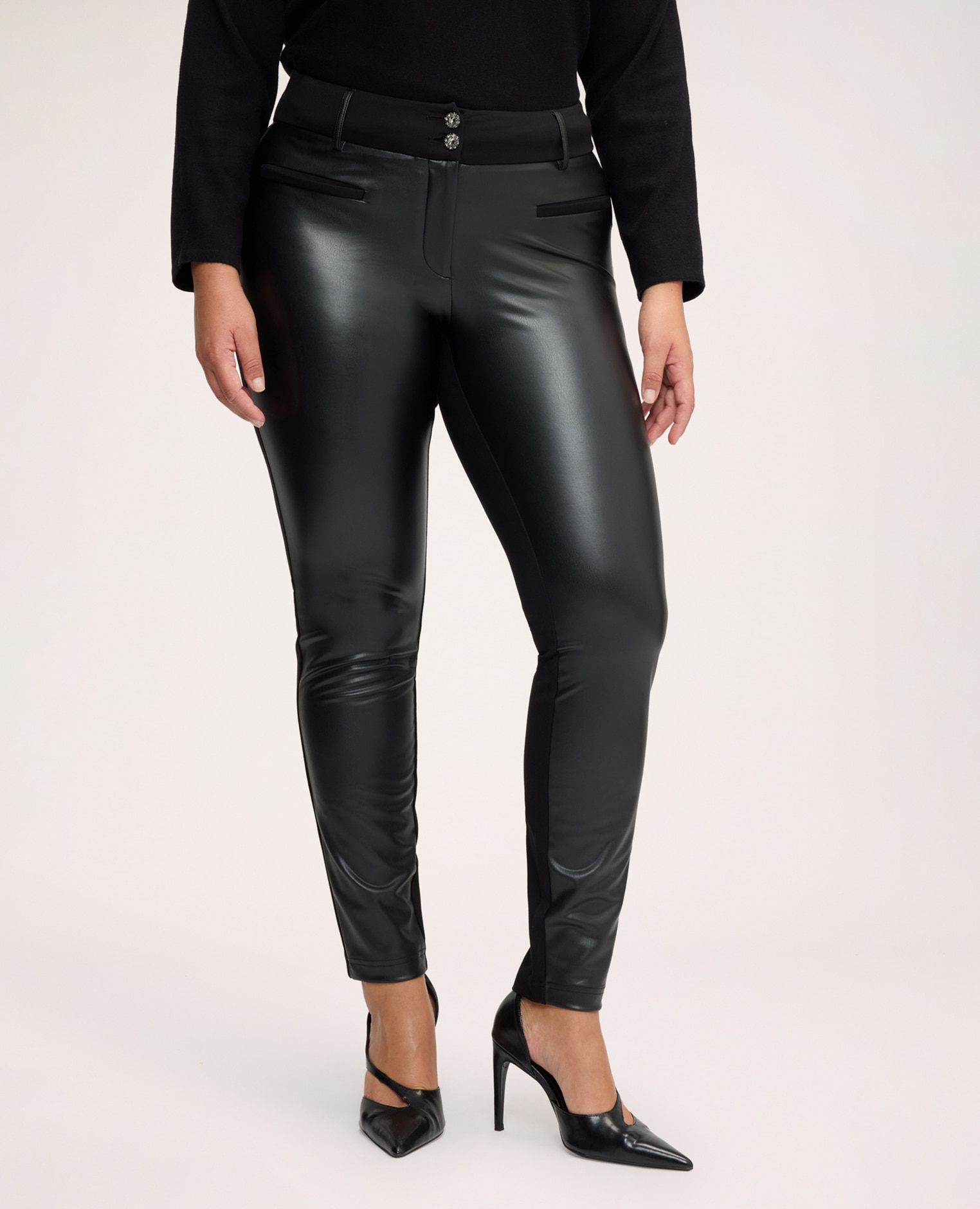 Pantalones de mujer skinny en punto milano ajuste skinny y diseño para la máxima comodidad - Fiorella Rubino - Negro Negro-3