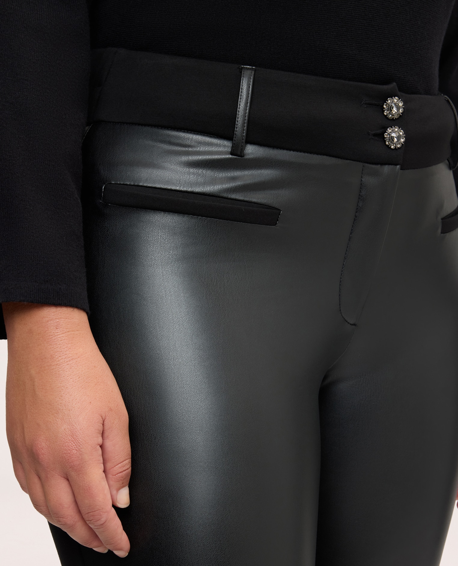 Pantalones de mujer skinny en punto milano ajuste skinny y diseño para la máxima comodidad - Fiorella Rubino - Negro Negro-4