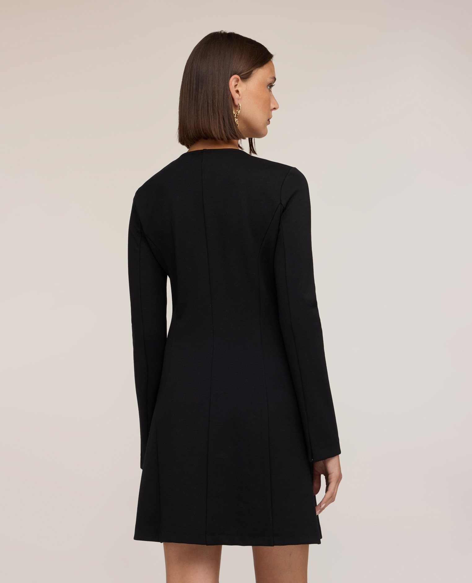 Vestido evasé en punto milano corte corto cierre con cremallera - Motivi - Negro Negro-2