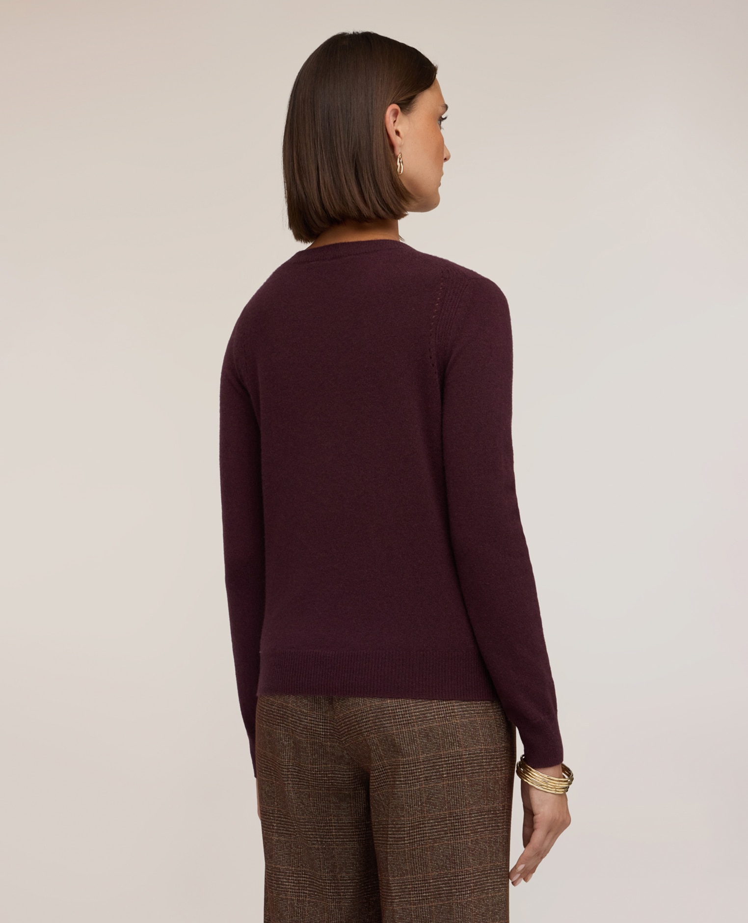 Jersey de mujer de cuello redondo en cashmere grueso ajuste regular longitud media - Motivi - Marrón Marrón-2