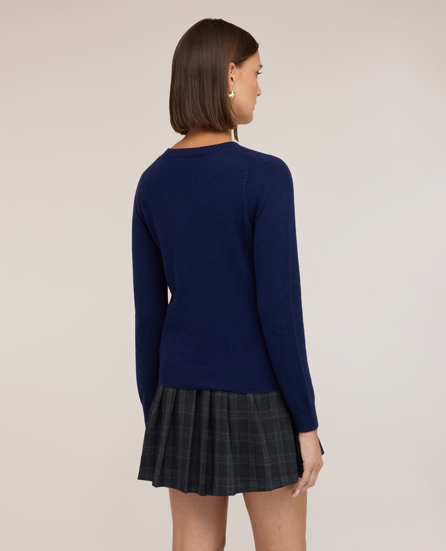 Jersey de mujer de cuello redondo en cashmere grueso ajuste regular longitud media - Motivi - Azul Azul-2