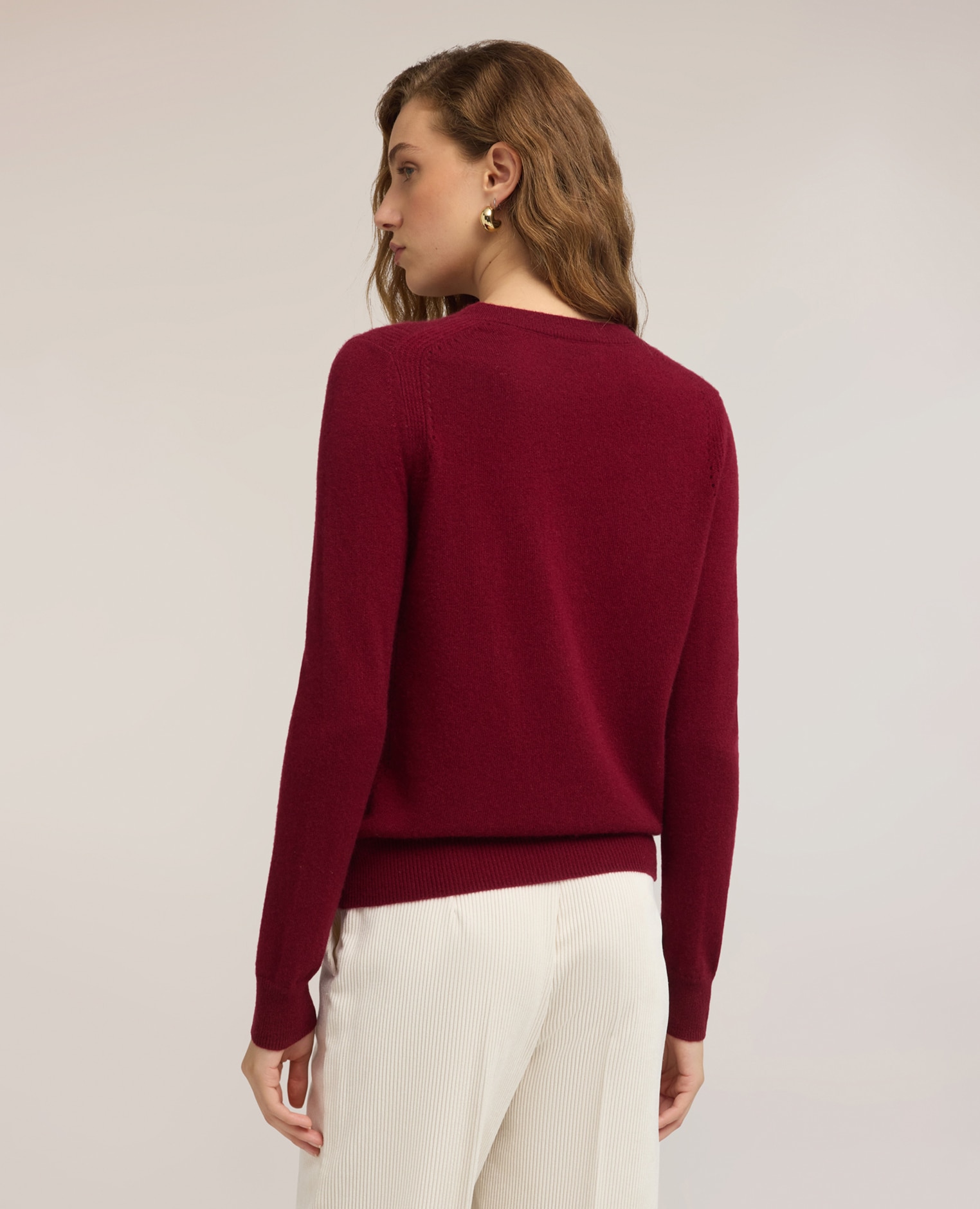 Imagen 2 de Jersey de mujer de cuello redondo en cachemir ajuste regular longitud media - Motivi - Burdeos Burdeos