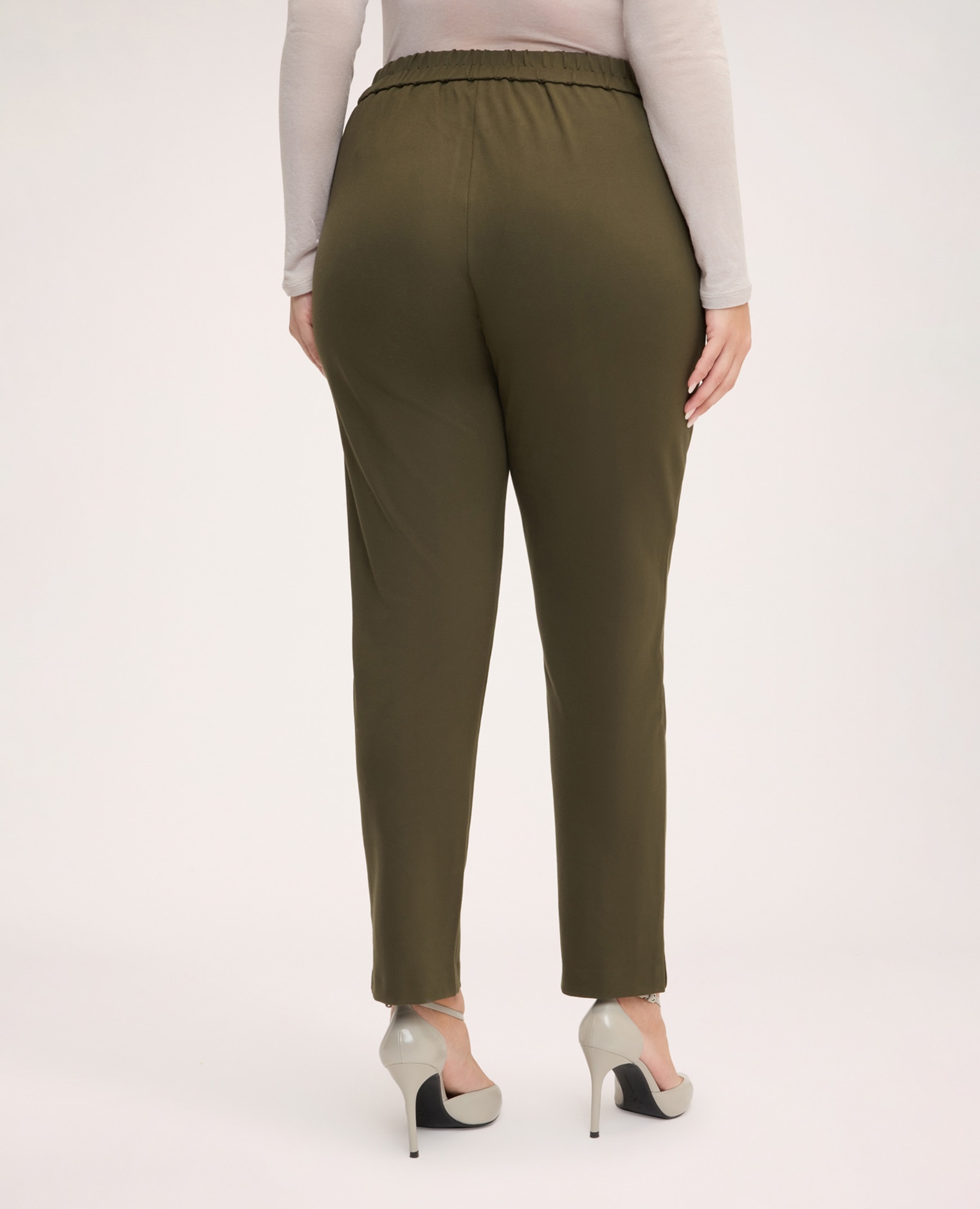 Imagen 2 de Pantalones de mujer joggers en punto milano cintura con banda elástica para la máxima vestibilidad y comodidad - Fiorella Rubino - Verde militar Verde militar