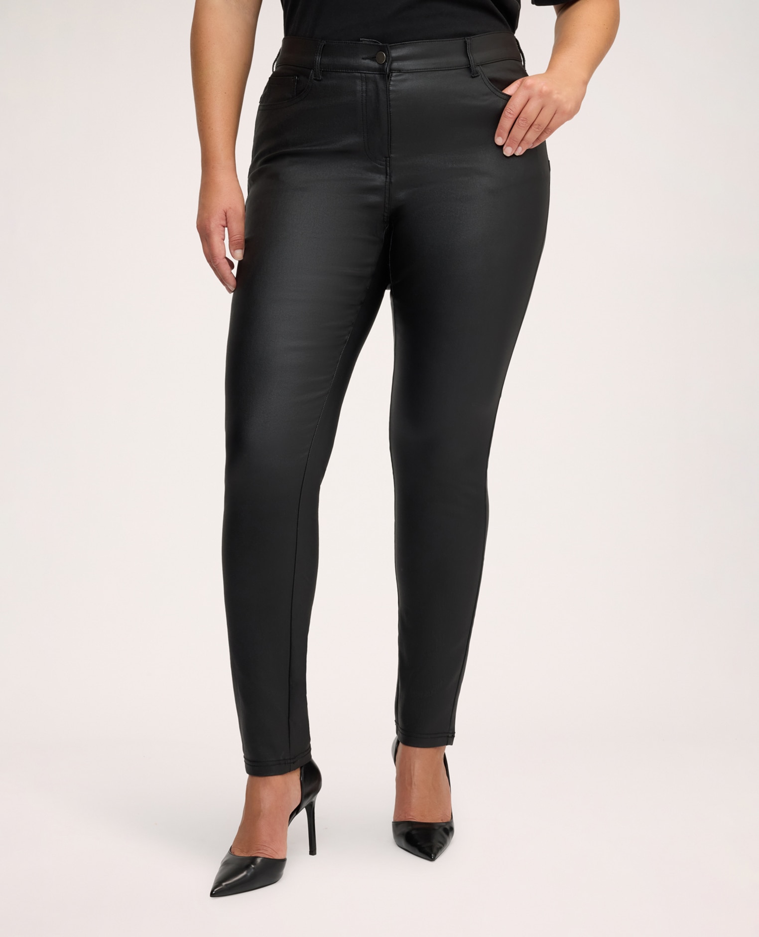 Pantalones de mujer skinny efecto engomado ajuste y diseño para el máximo confort - Fiorella Rubino - Negro Negro-3