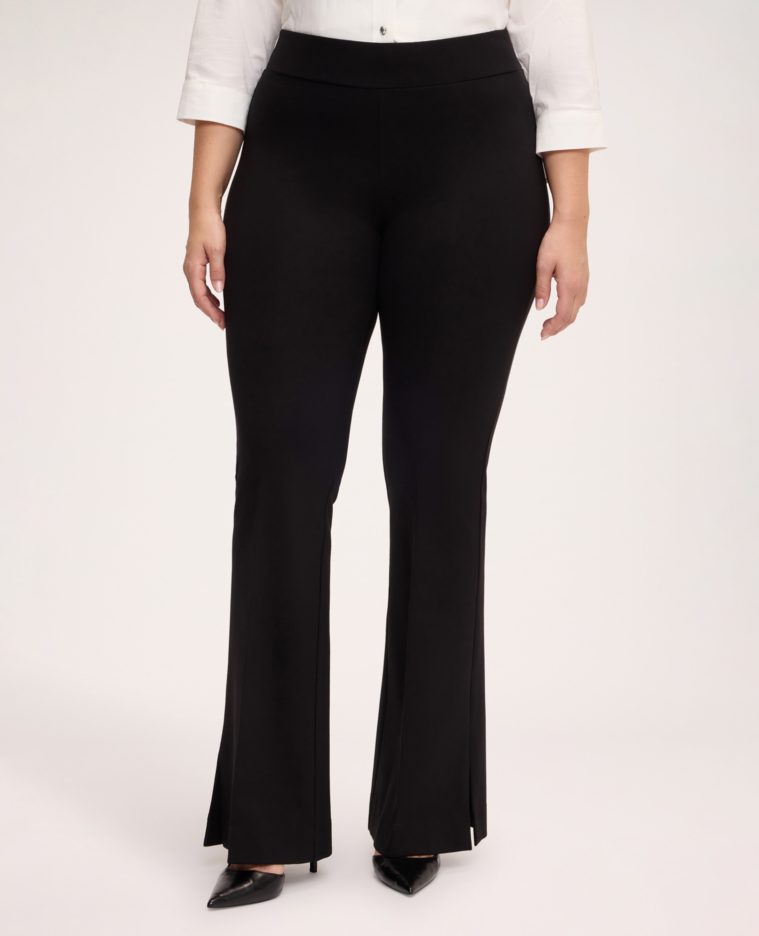 Imagen 3 de Pantalones de mujer acampanados en punto milano ajuste y diseño para el máximo confort - Fiorella Rubino - Negro Negro