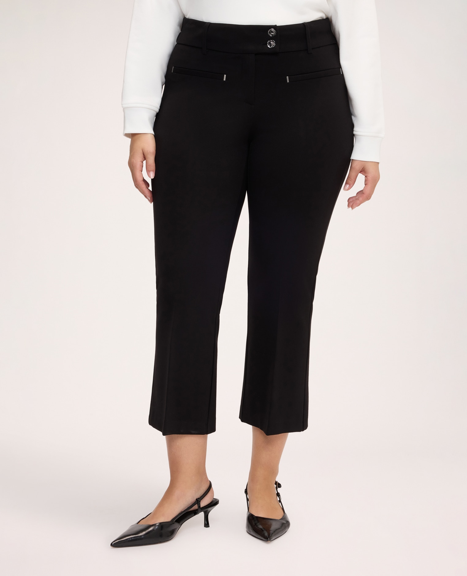 Imagen 3 de Pantalones de mujer kick flare en punto milano ajuste y diseño para el máximo confort - Fiorella Rubino - Negro Negro
