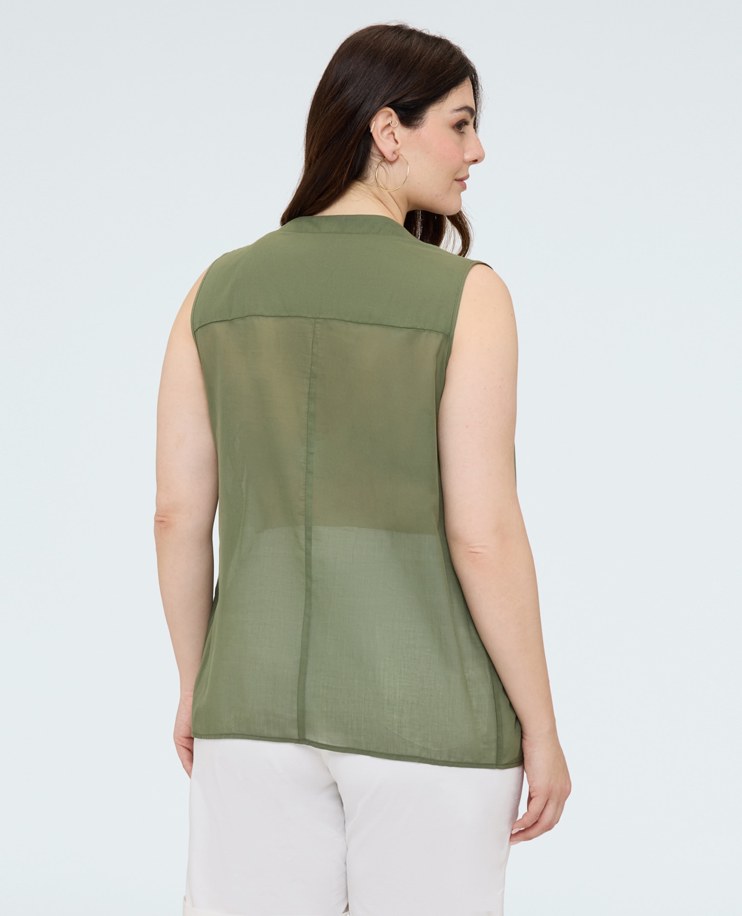 Top de mujer de algodón con nudo frontal fondo con nudo decorativo - Fiorella Rubino - Verde Verde-2