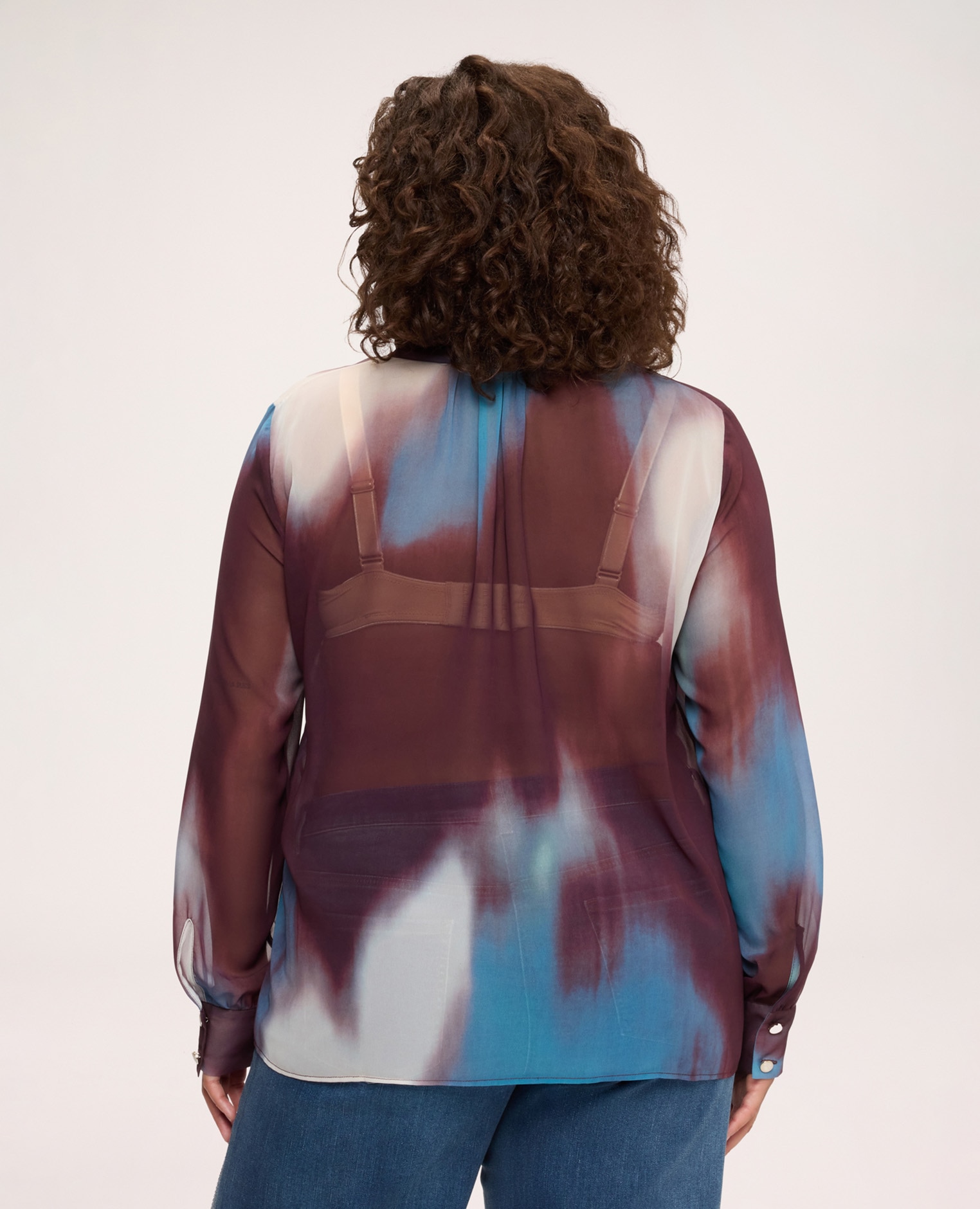 Blusa de mujer con estampado en georgette y lazo georgette ligera - Fiorella Rubino - Burdeos Burdeos-2
