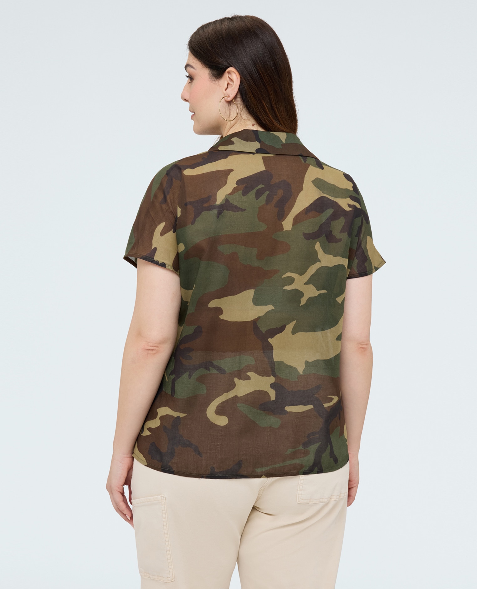 Camisa de mujer camuflaje de algodón cierre con botones en la parte delantera - Fiorella Rubino - Verde Verde-2