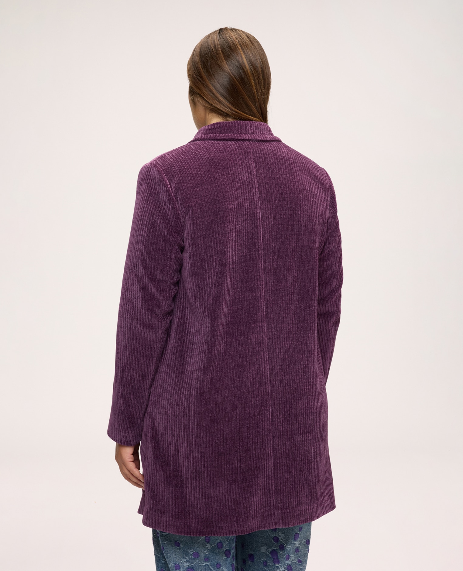 Abrigo de mujer de pana con doble botonadura con forro interior suave y agradable al tacto - Fiorella Rubino - Morado Morado-2