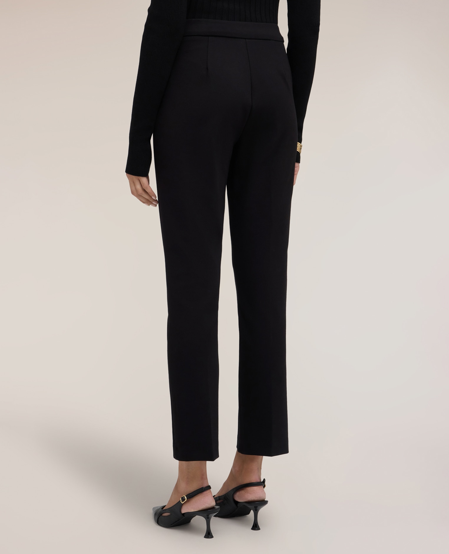 Pantalones de mujer regulares en punto milano ajuste regular cierre lateral con cremallera - Motivi - Negro Negro-2