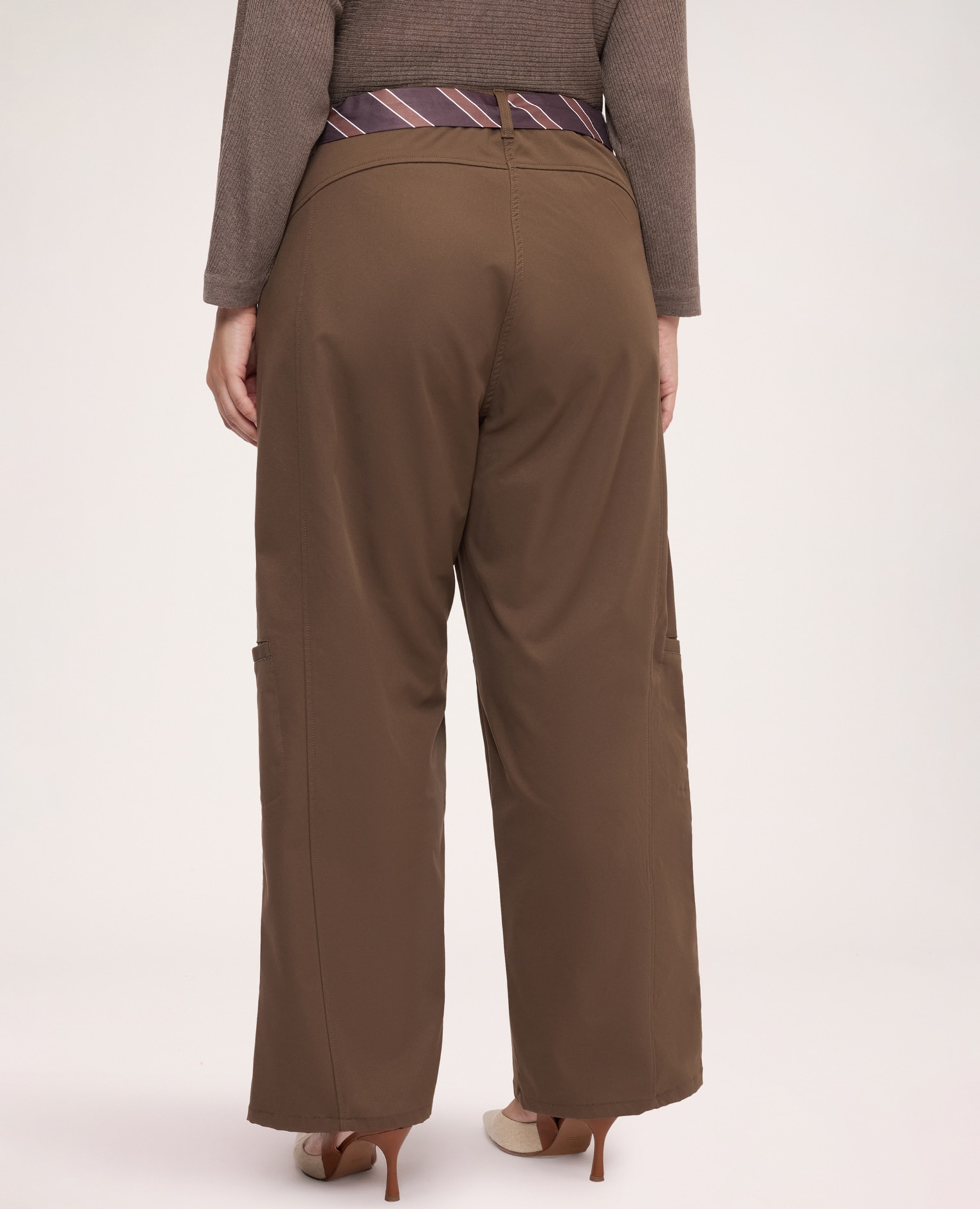 Pantalones de mujer cargo con cinturón cierre con botones y cremallera entalle y diseño para el máximo confort - Fiorella Rubino - Marrón Marrón-2