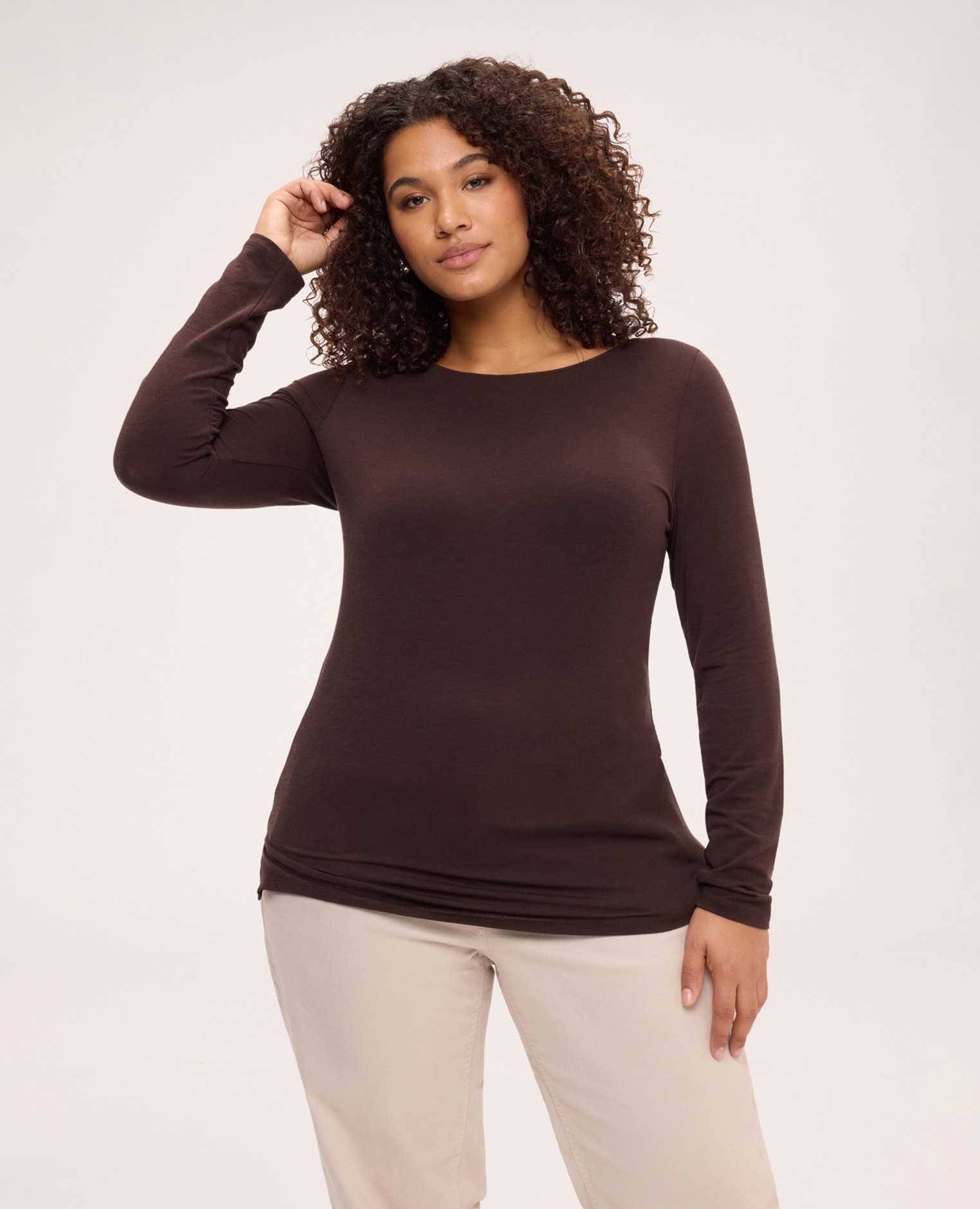 Imagen 0 de Jersey de mujer segunda piel en mezcla de cachemira ajuste y diseño para el máximo confort Marrón