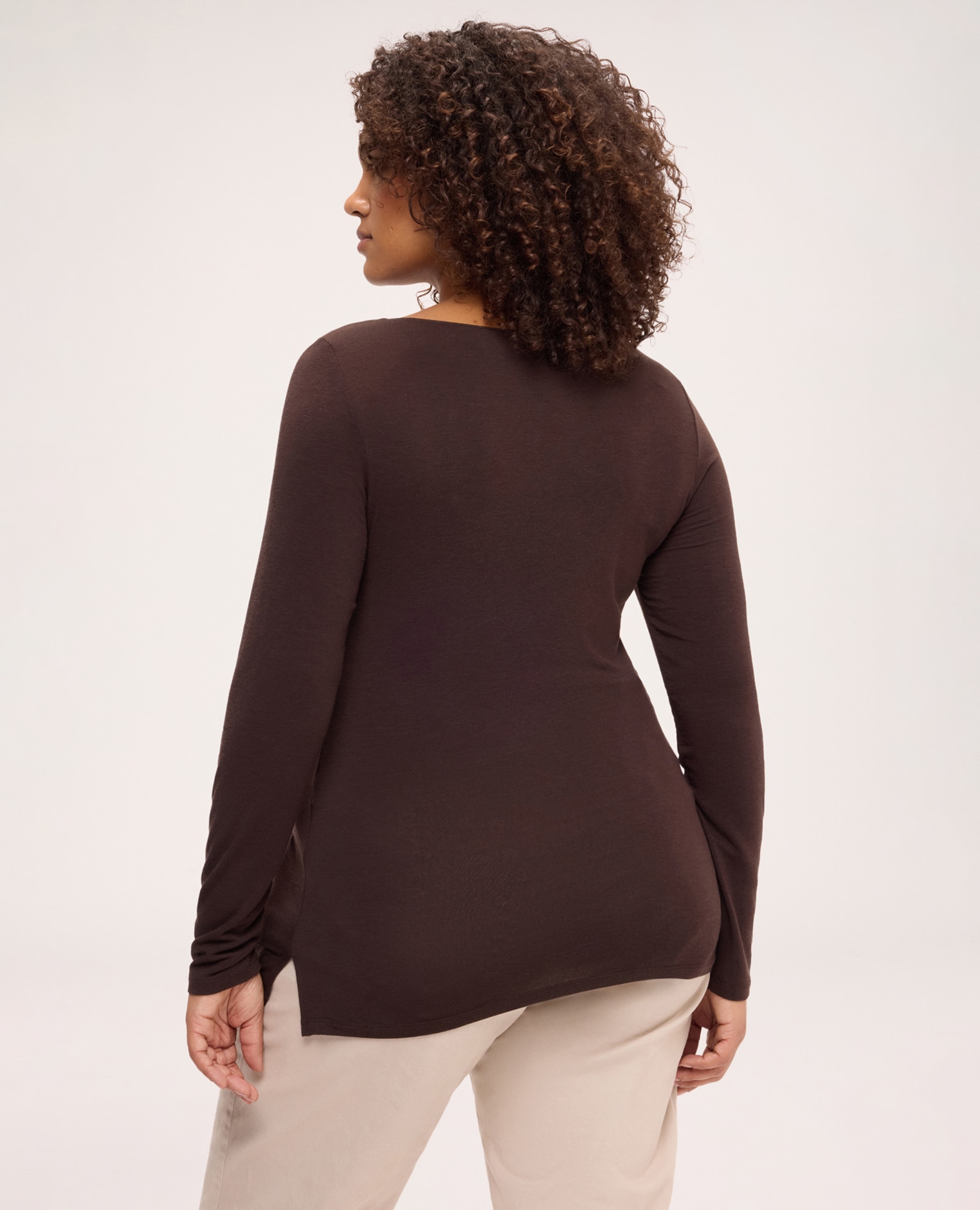 Jersey de mujer segunda piel en mezcla de cachemira ajuste y diseño para el máximo confort - Fiorella Rubino - Marrón Marrón-2