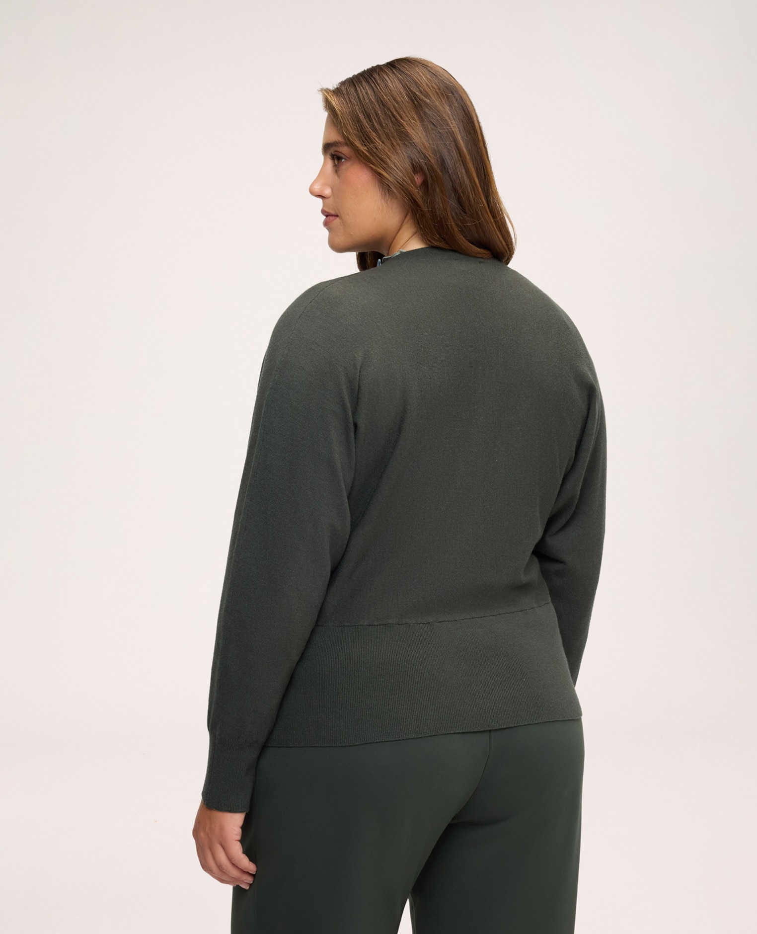 Cárdigan de mujer cruzado con botones fin - Fiorella Rubino - Verde militar Verde militar-2