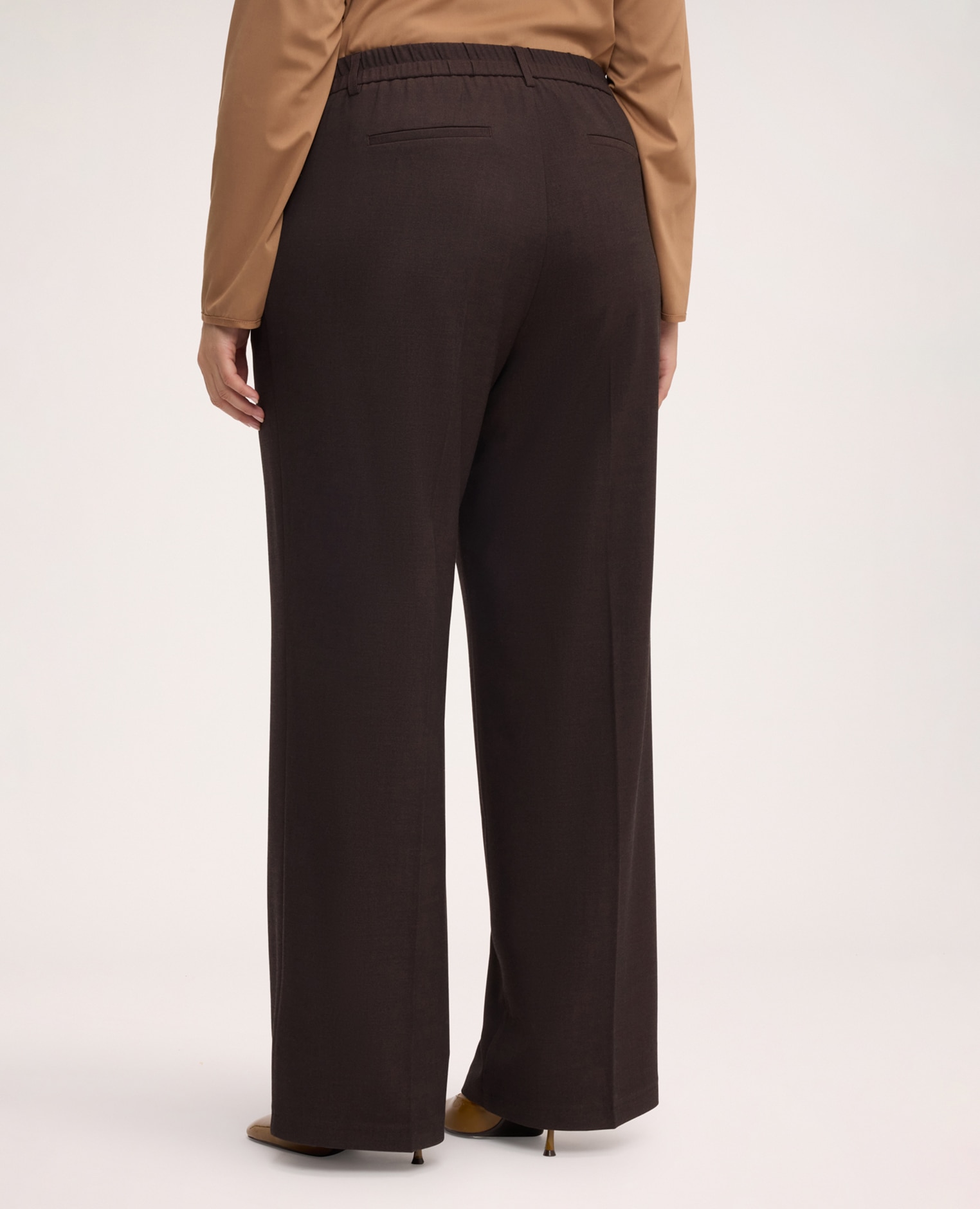 Pantalones de mujer wide leg con pinza marcada ajuste y diseño para el máximo confort - Fiorella Rubino - Marrón Marrón-2