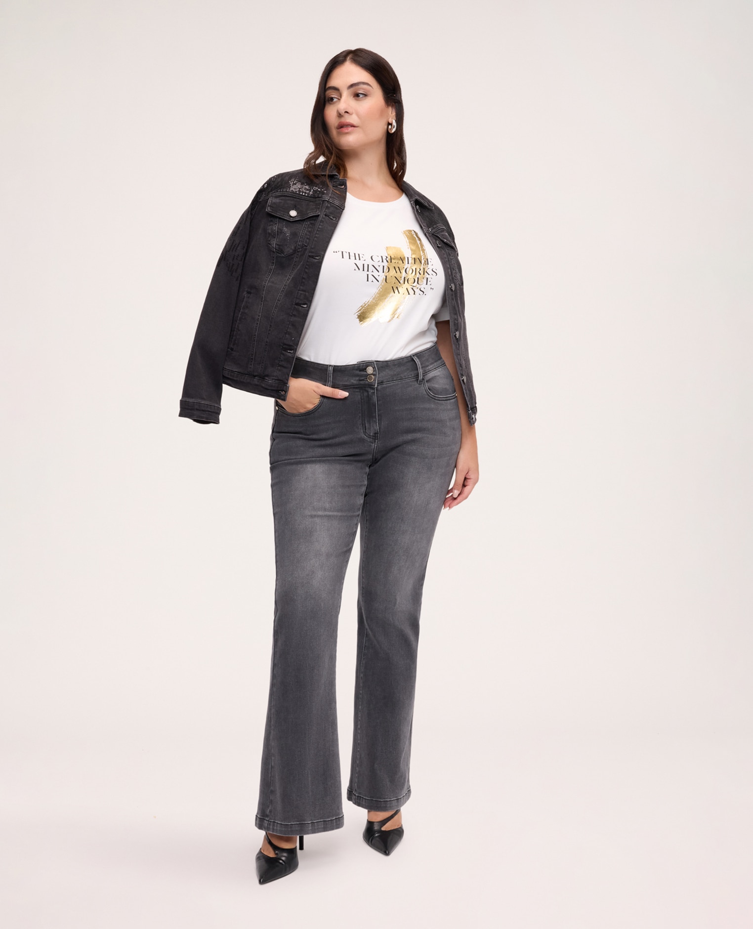 Camiseta de mujer de algodón con letras y estampado estampado lettering - Fiorella Rubino - Blanco Blanco-3