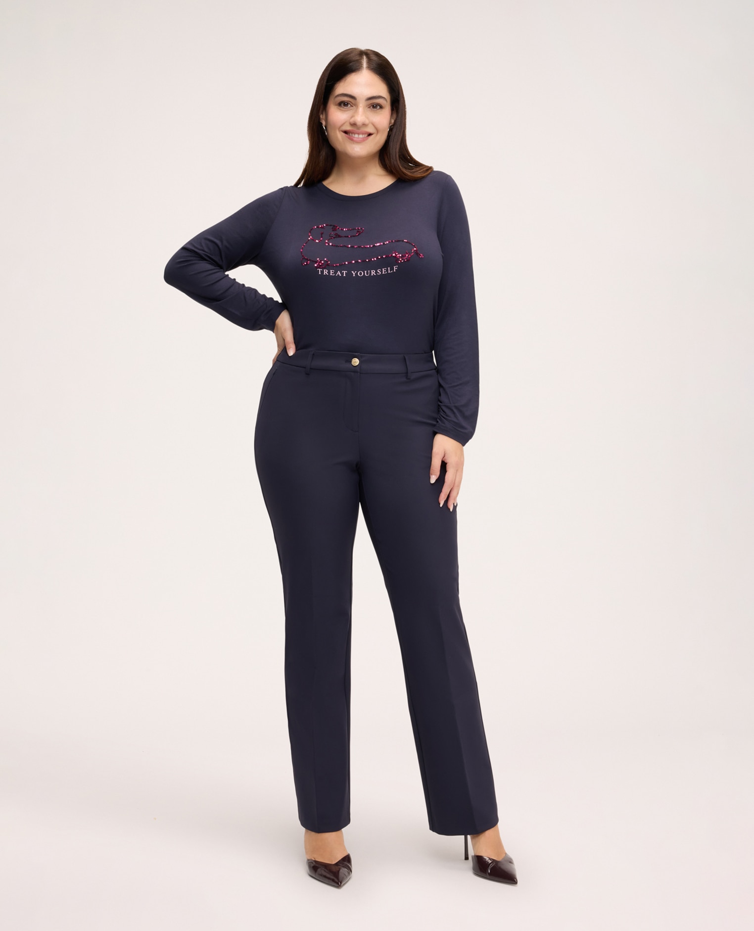 Imagen 1 de Pantalón de mujer regular con botón joya ajuste y diseño para el máximo confort Azul