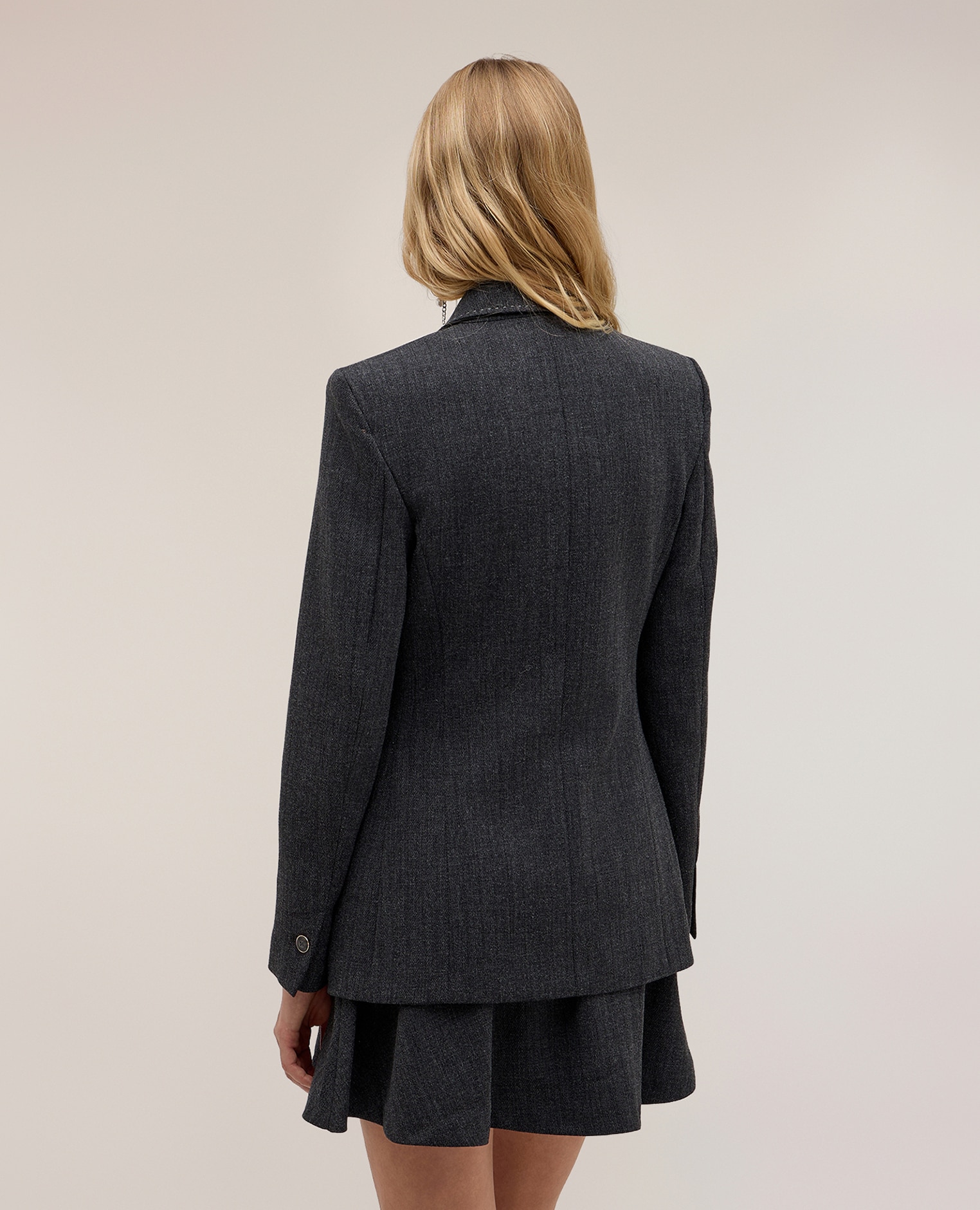 Blazer de mujer de un botón the tailoring lab largo medio corte ajustado - Motivi - Gris Gris-2