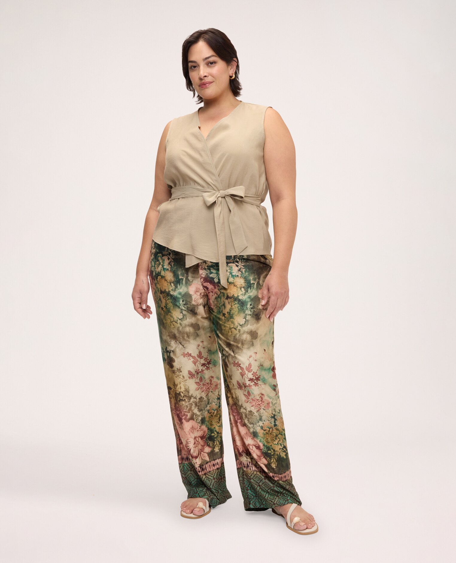 Chaleco de mujer modal con cinturón cremallera de metal colocada lateralmente - Fiorella Rubino - Beige Beige-3