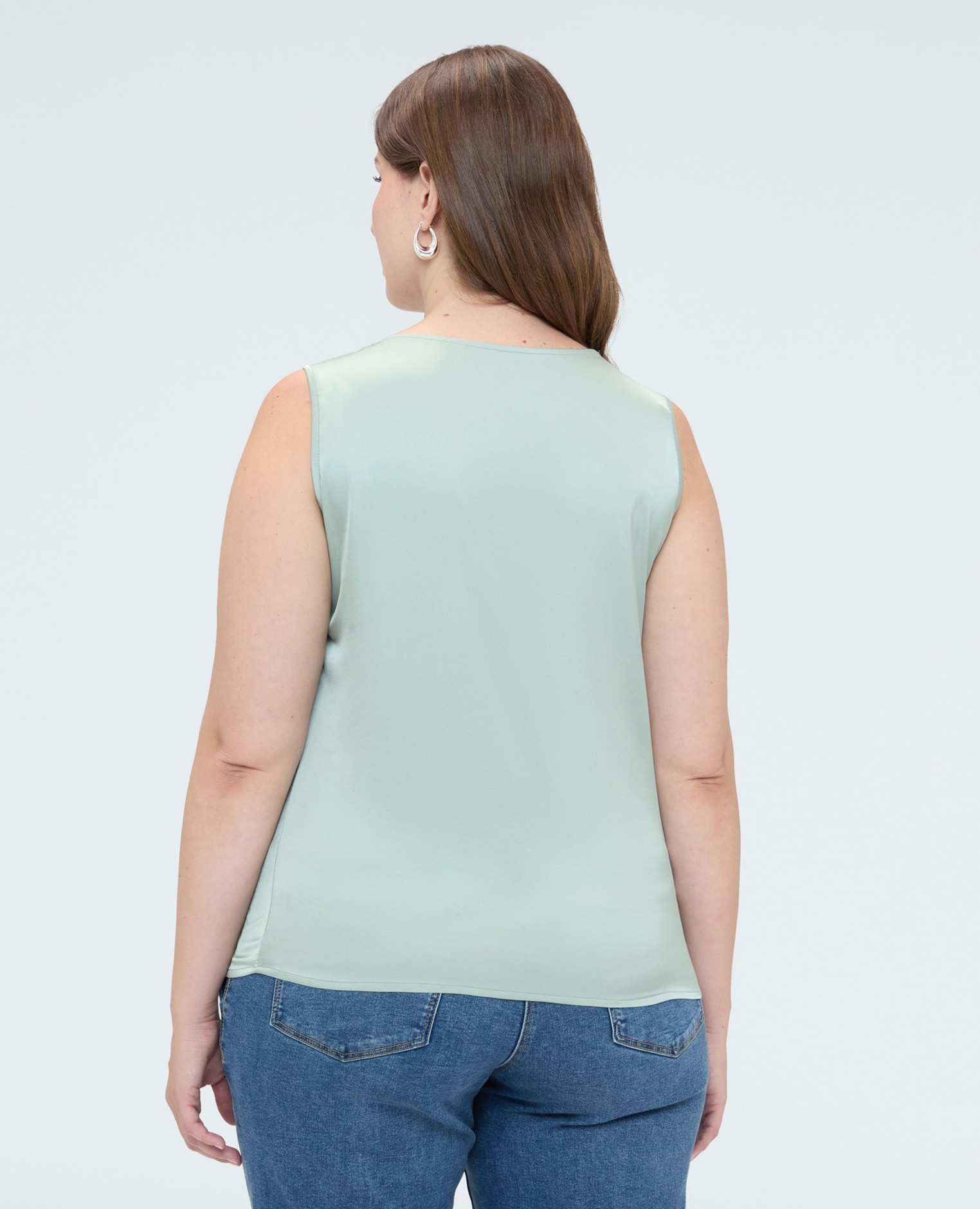 Blusa de mujer de raso elástico con drapeado asimétrico tejido elástico suave para una sensación agradable sobre la piel - Fiorella Rubino - Verde claro Verde claro-2