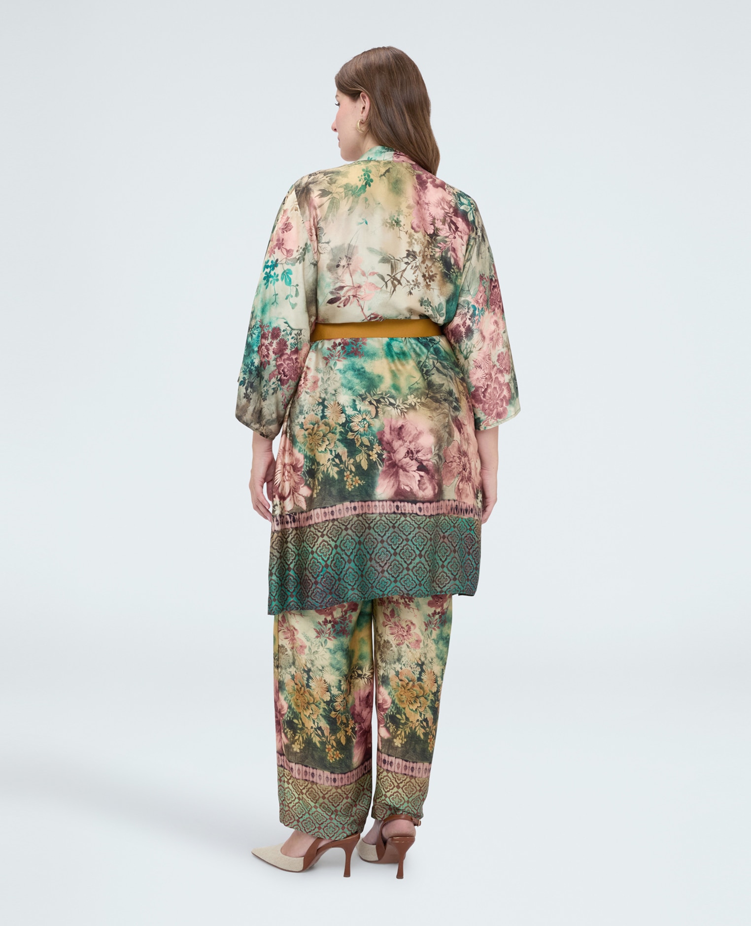 Kimono de mujer con estampado y cinturón cinturón incluido para anudar en la cintura y definir la silueta - Fiorella Rubino - Verde Verde-2