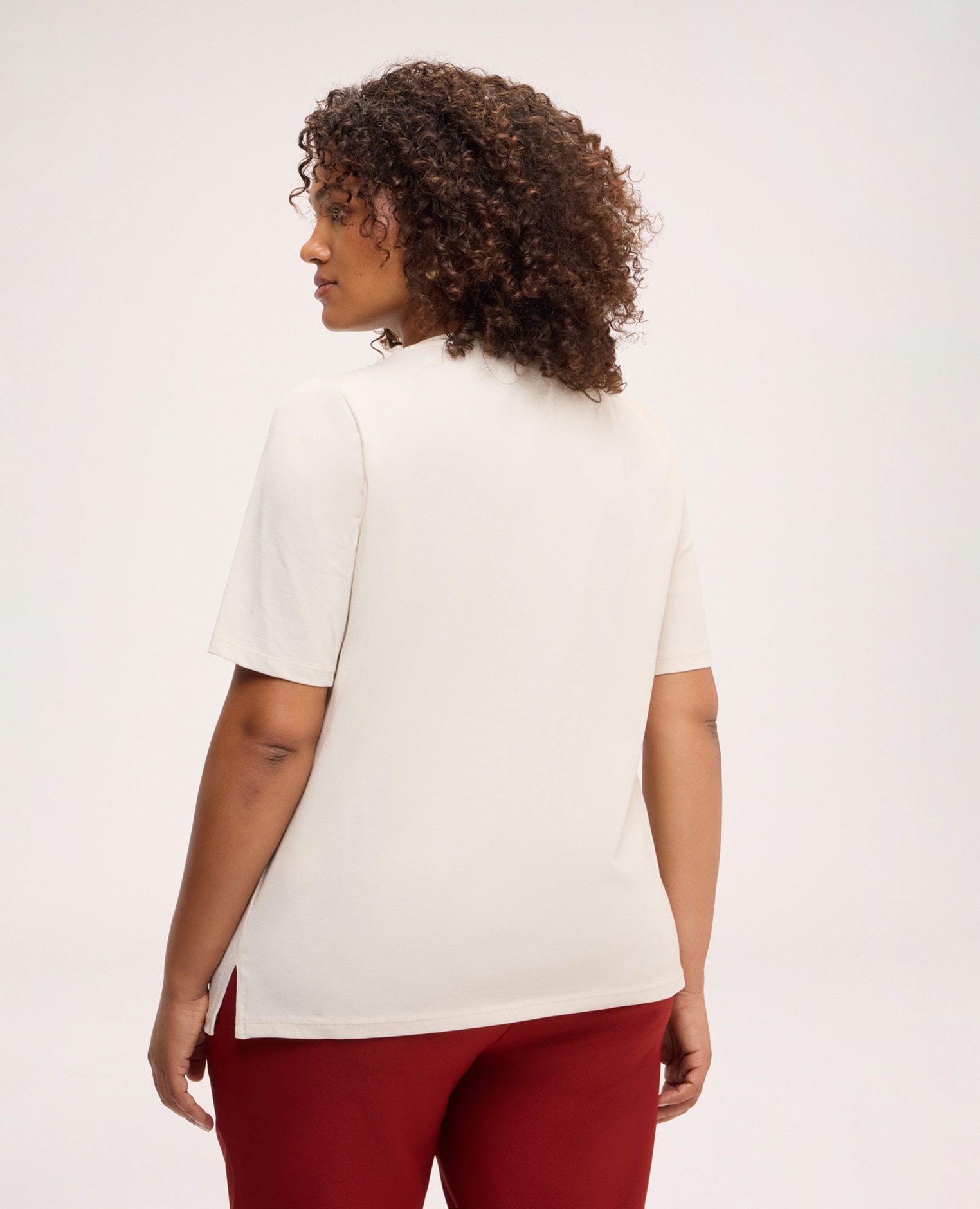 Camiseta de mujer de algodón con estampado jersey de algodón elástico - Fiorella Rubino - Blanco Blanco-2