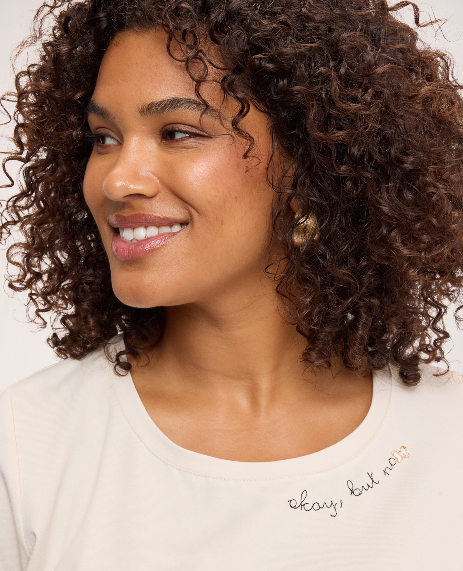 Camiseta de mujer de algodón con estampado jersey de algodón elástico - Fiorella Rubino - Blanco Blanco-4