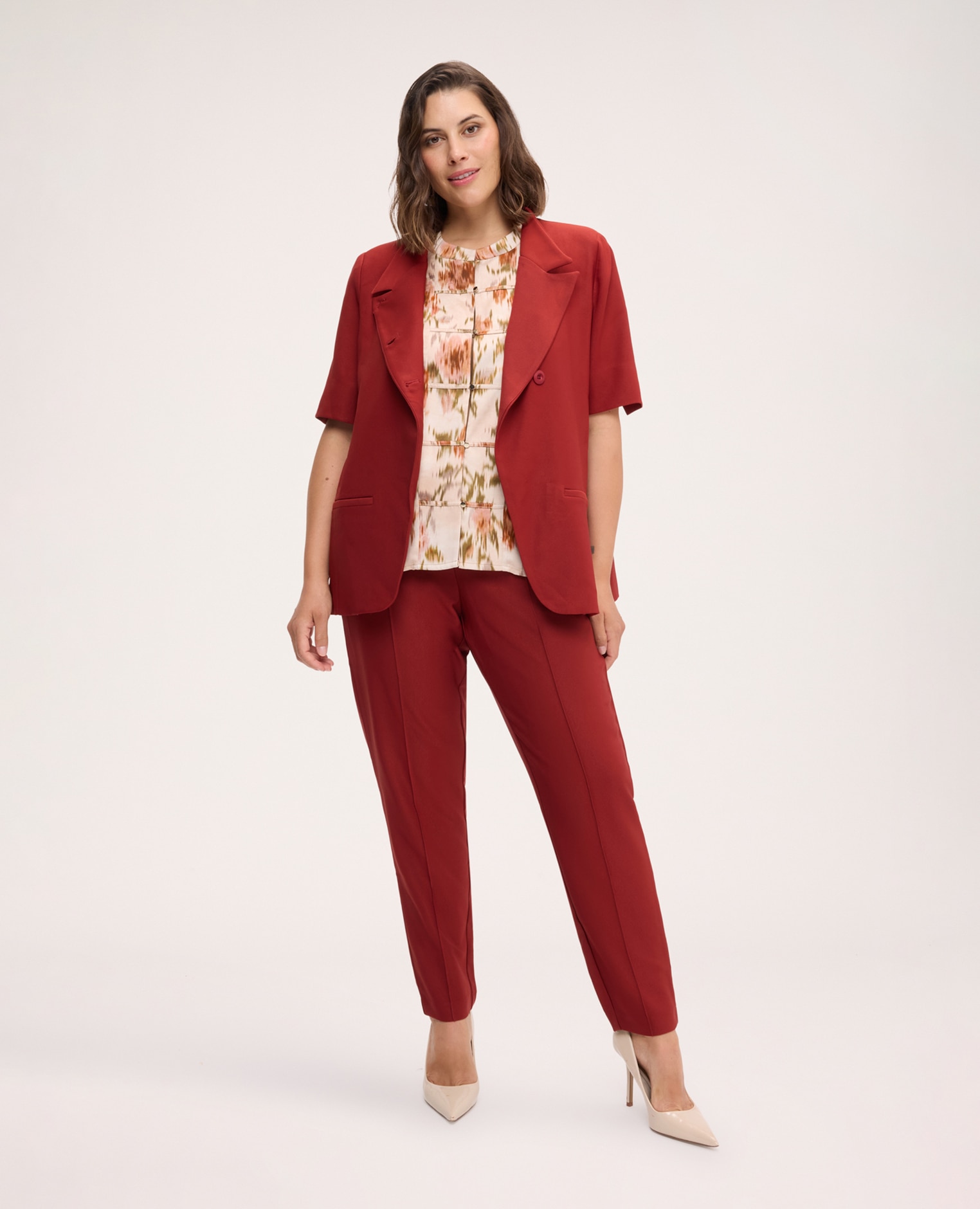 Imagen 0 de Pantalones de mujer rectos con cordón ajustable cintura elástica con cordón ajustable bolsillos diagonales Marrón