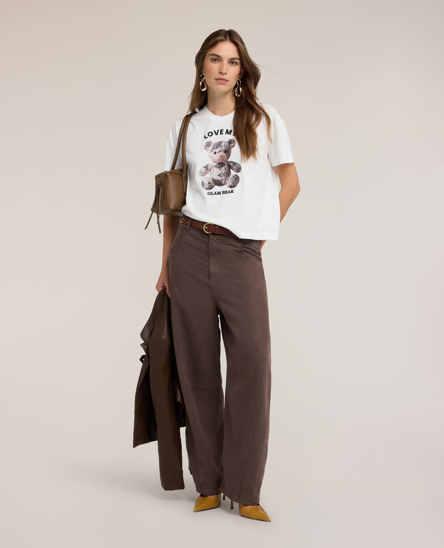 Camiseta de mujer estampada ajuste regular con estampado en el frente - Motivi - Blanco Blanco-3