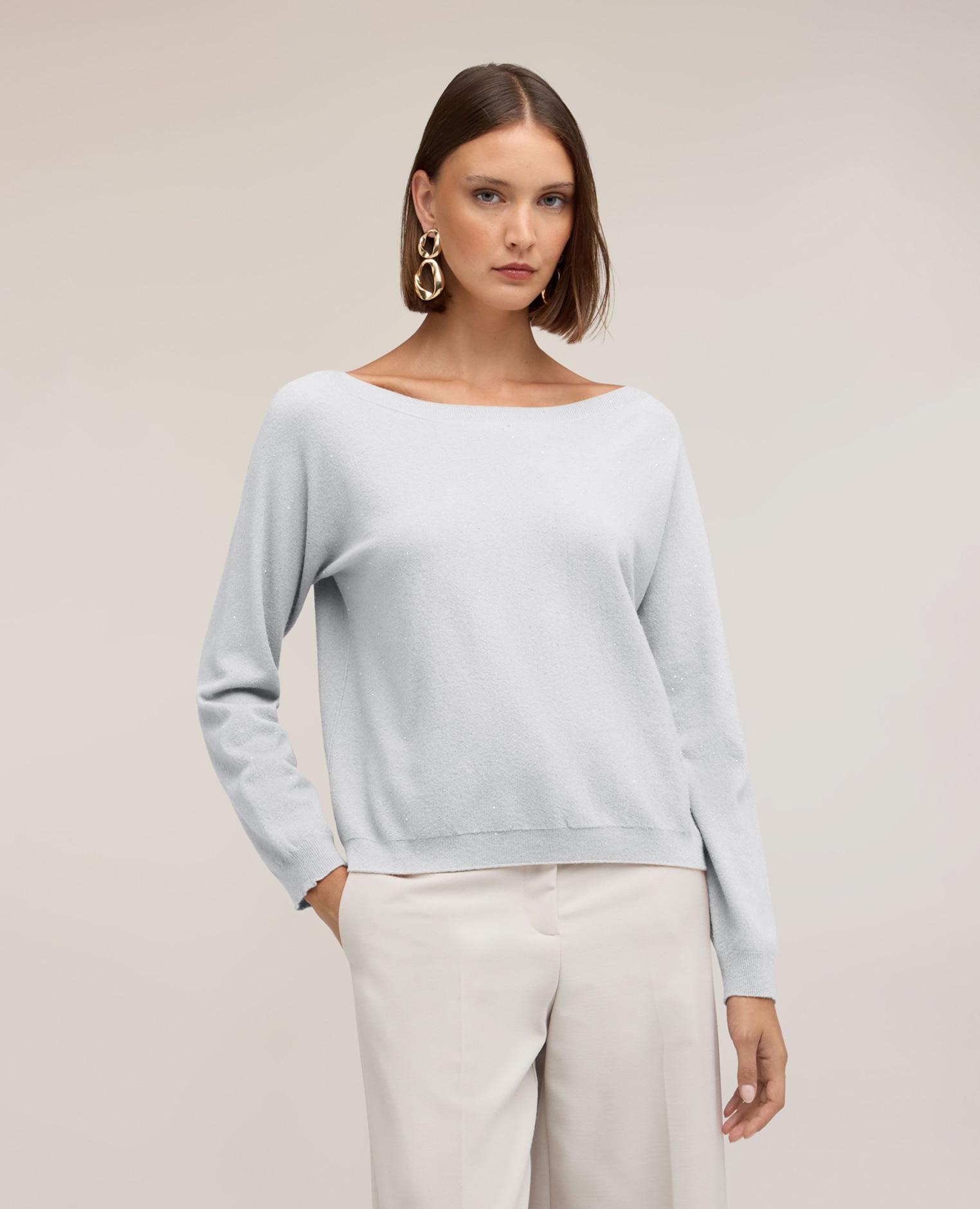 Imagen 1 de Jersey de mujer kimono con lentejuelas ajuste boxy longitud media Gris