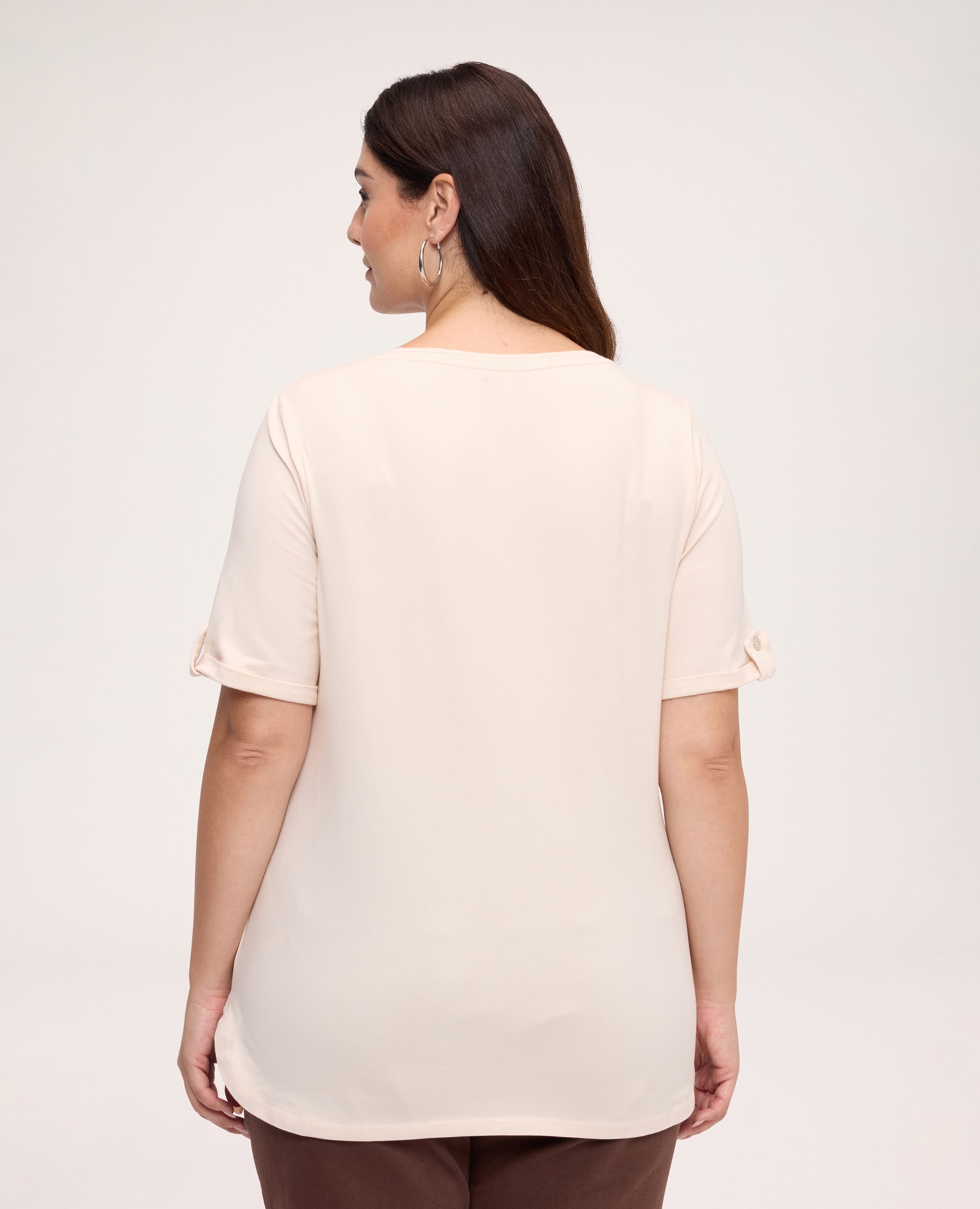 Camiseta de mujer de algodón con frase motivacional estampado textual con aplicaciones en la parte delantera - Fiorella Rubino - Beige Beige-2