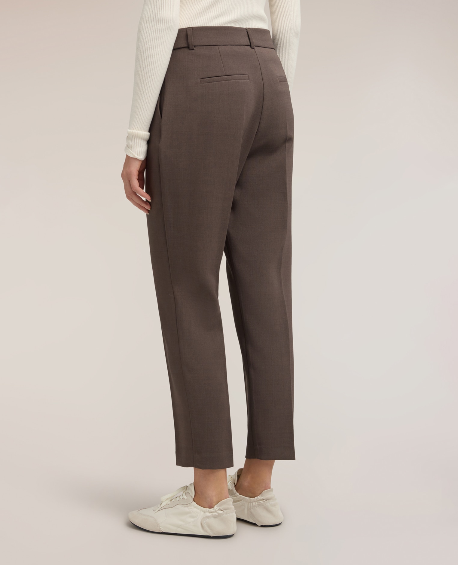 Imagen 2 de Pantalones de mujer regulares con pliegue planchado cierre frontal con gancho y cremallera trabillas en la cintura - Motivi - Marrón Marrón