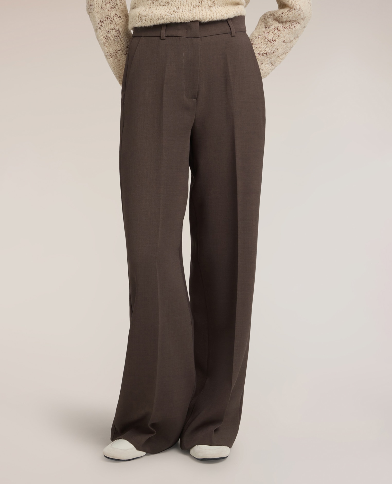 Imagen 3 de Pantalones de mujer palazzo de talle alto con pinza corte palazzo cierre frontal con gancho y cremallera - Motivi - Gris Gris