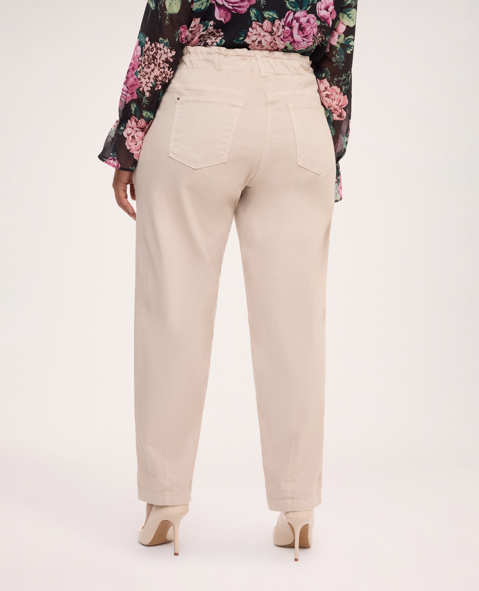 Pantalones de mujer balloon de mezcla de algodón cintura elástica para la máxima comodidad - Fiorella Rubino - Beige Beige-2
