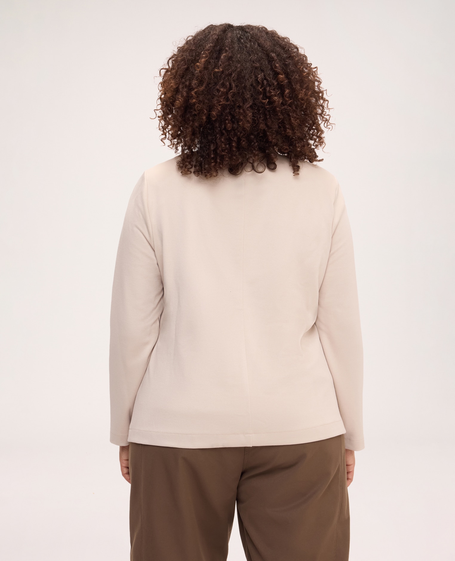Blazer de mujer con cierre asimétrico fondo redondeado bolsillos de vivo - Fiorella Rubino - Beige Beige-2