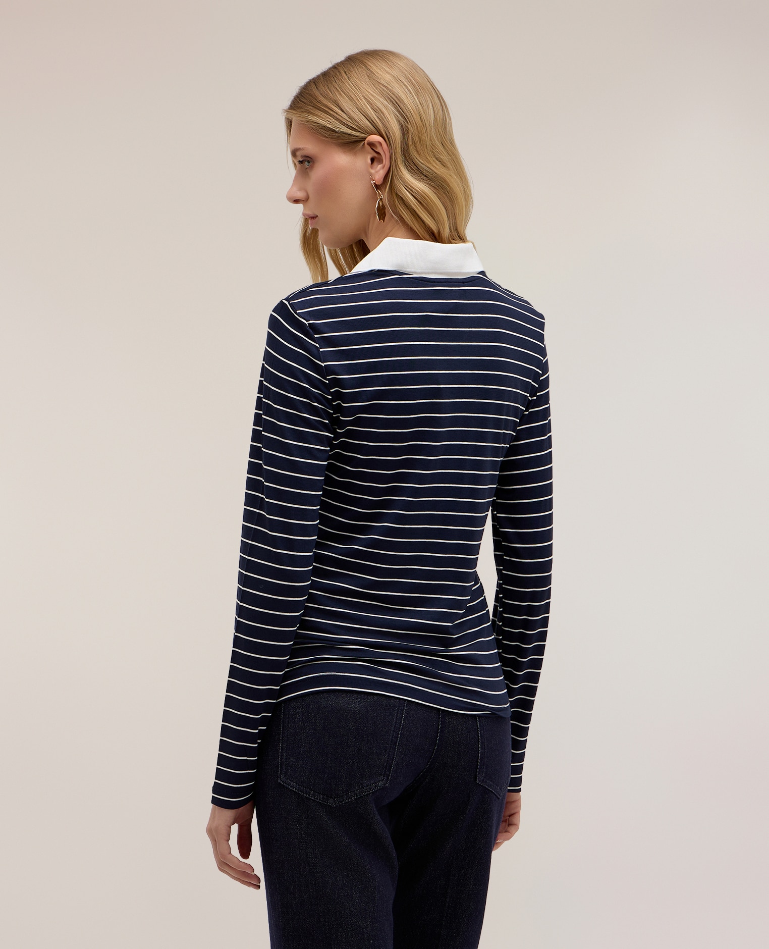 Imagen 2 de Polo de mujer de rayas con botones joya ajuste fitted cierre con botones joya - Motivi - Azul Azul