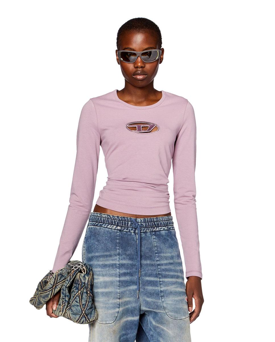 Diesel - Camiseta de mujer de manga larga con logo.