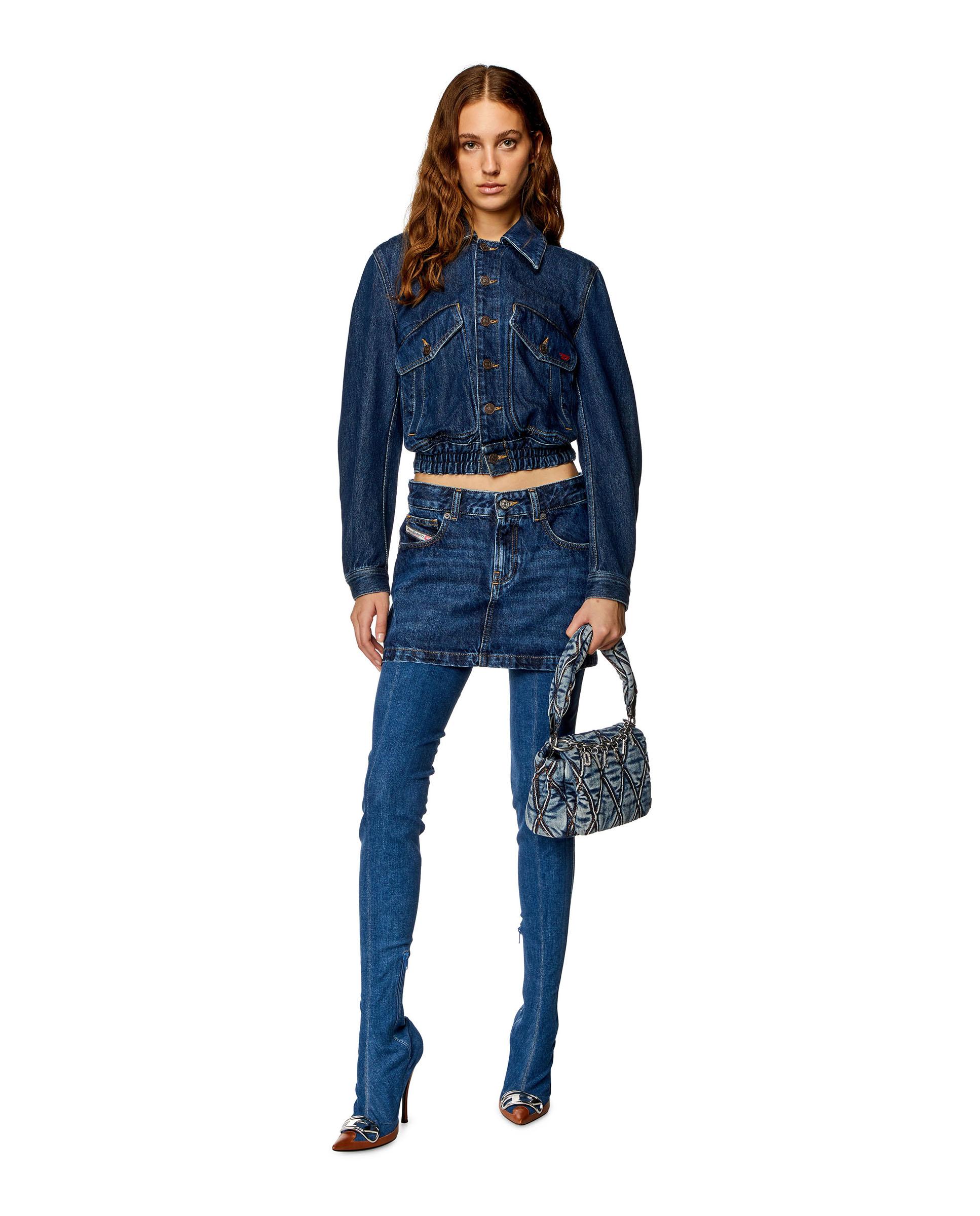Falda corta en denim con cintura baja - Diesel - Azul denim Azul denim-1