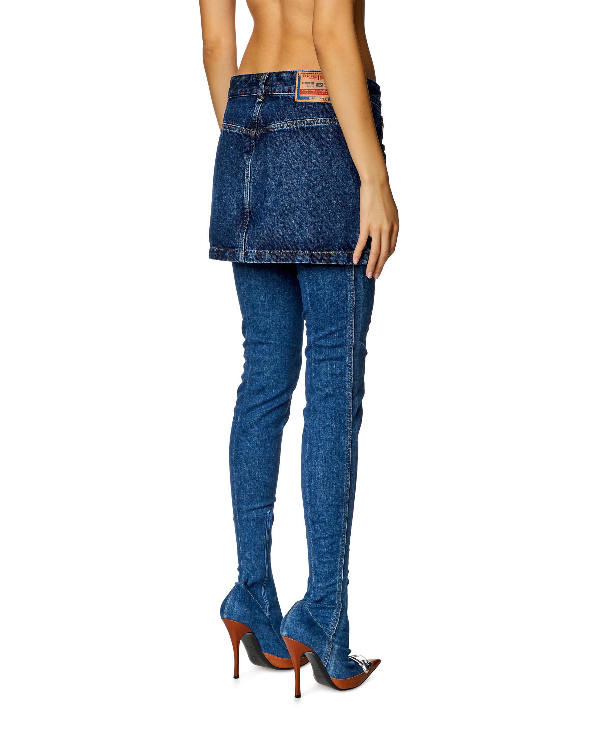 Falda corta en denim con cintura baja - Diesel - Azul denim Azul denim-3